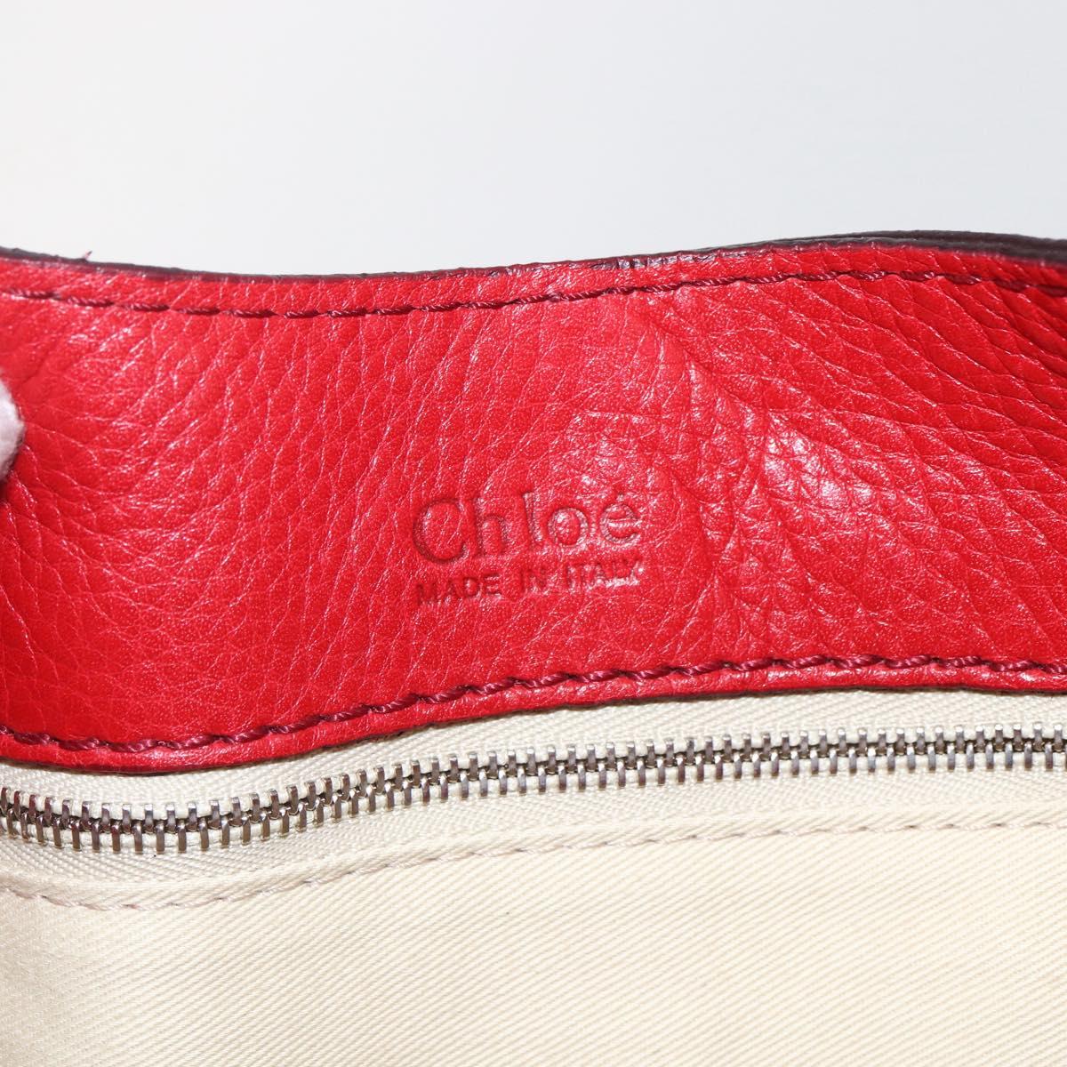 Chloe Paddington Shoulder Bag Leather Red Gold Auth 157807V