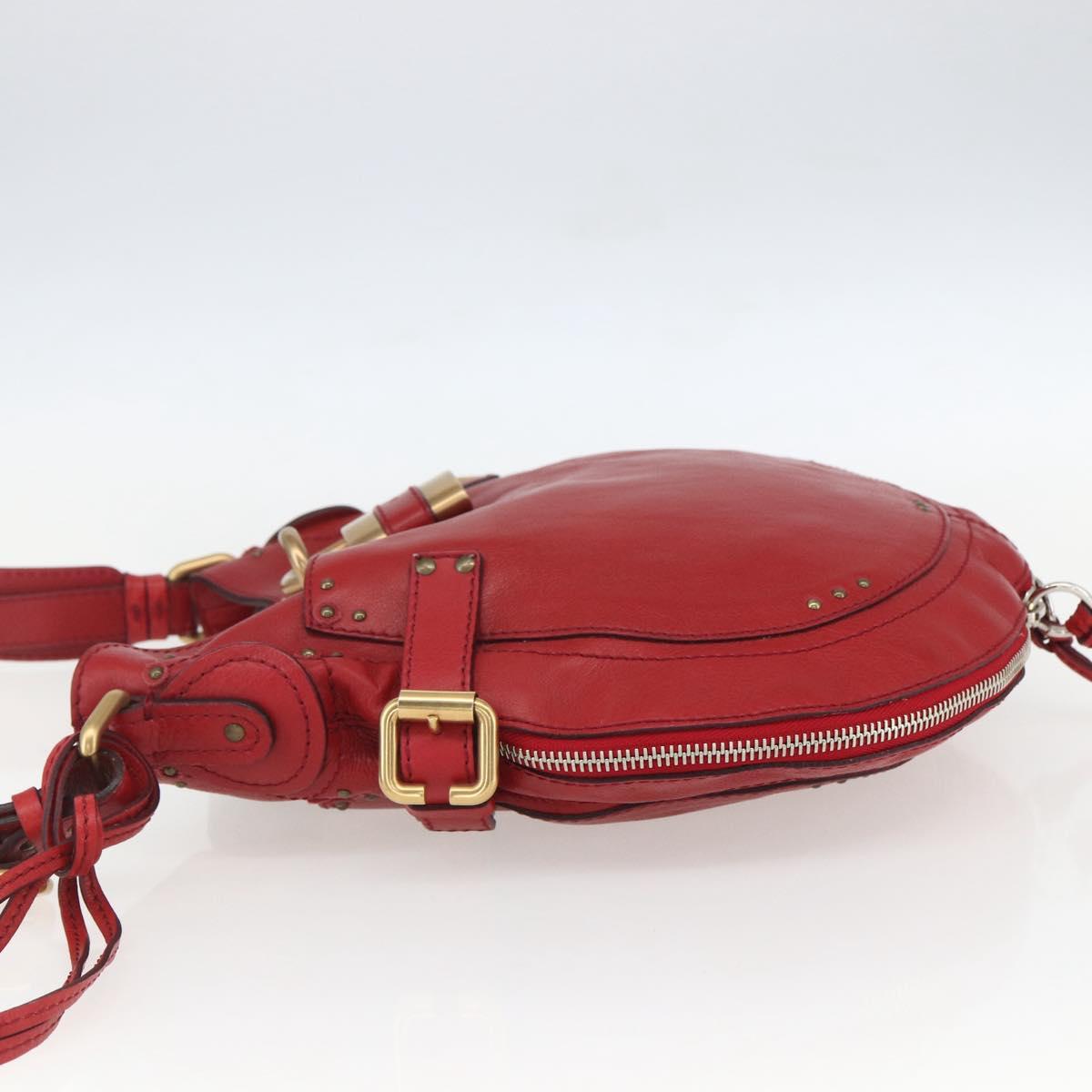 Chloe Paddington Shoulder Bag Leather Red Gold Auth 157807V