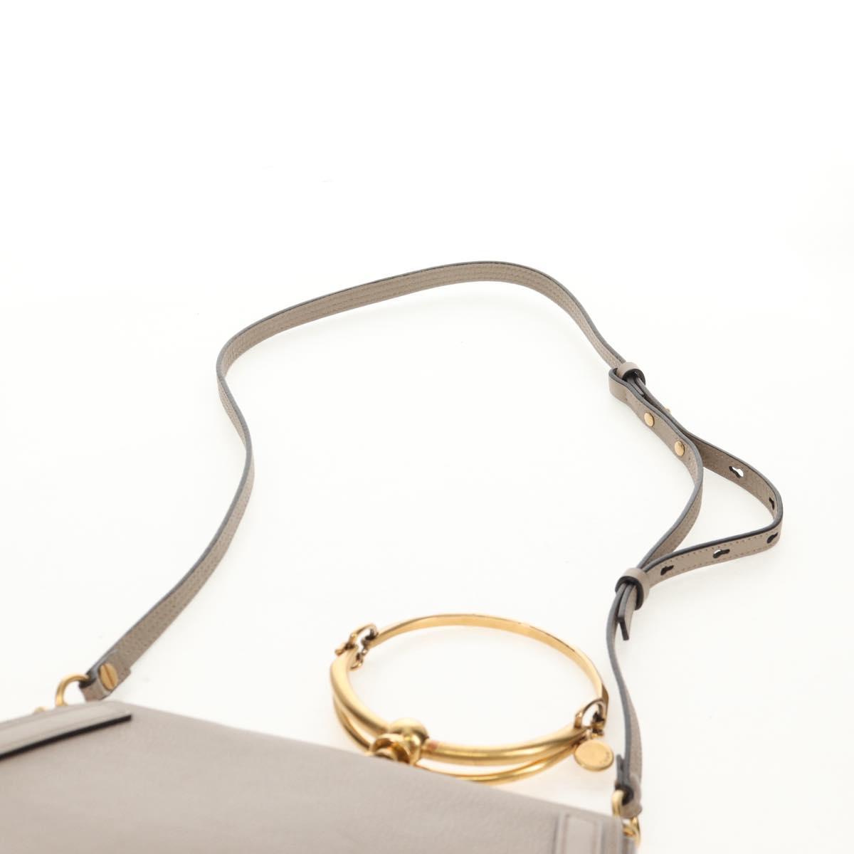 Chloe Nile Medium Bracelet Shoulder Bag Leather Beige Gold Auth 157808