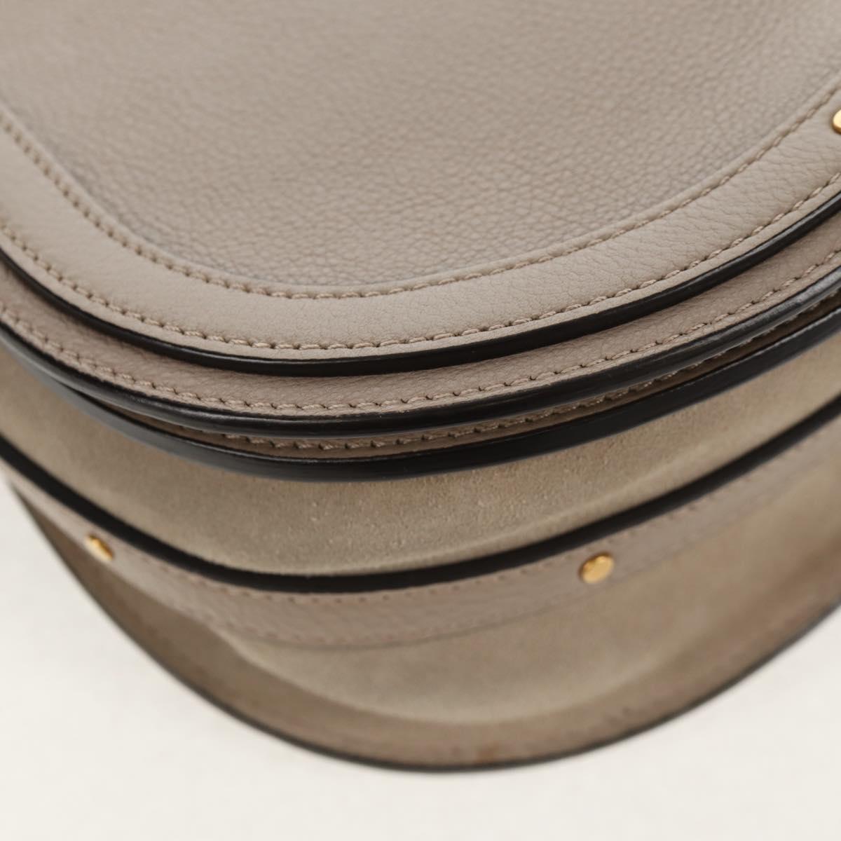 Chloe Nile Medium Bracelet Shoulder Bag Leather Beige Gold Auth 157808