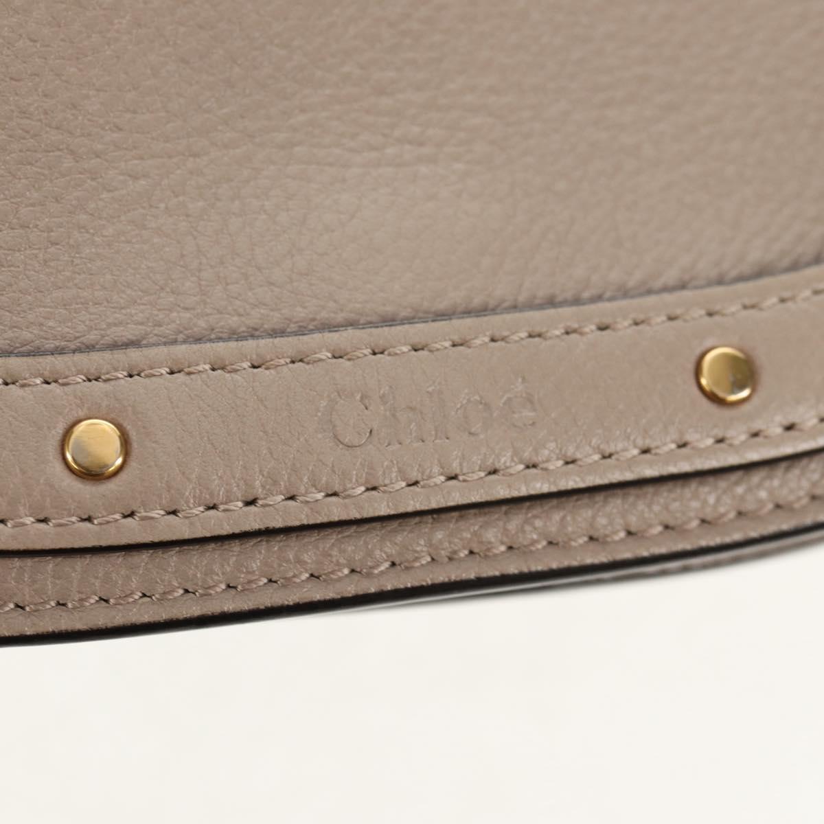 Chloe Nile Medium Bracelet Shoulder Bag Leather Beige Gold Auth 157808