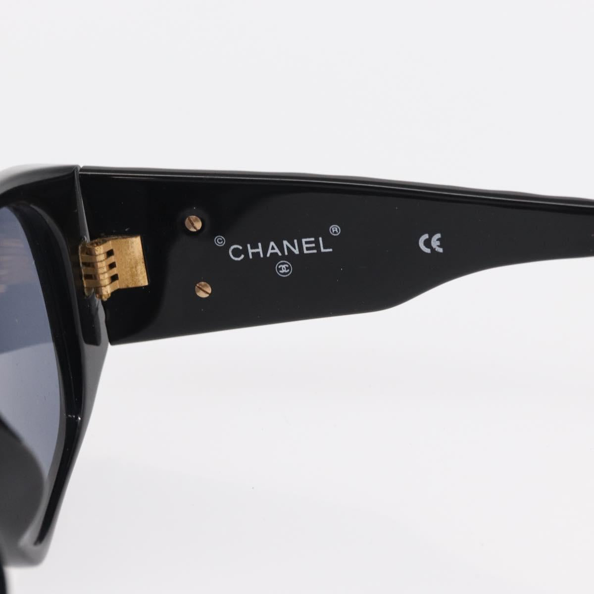 CHANEL COCO Mark Sunglasses plastic Black CC Auth 157822