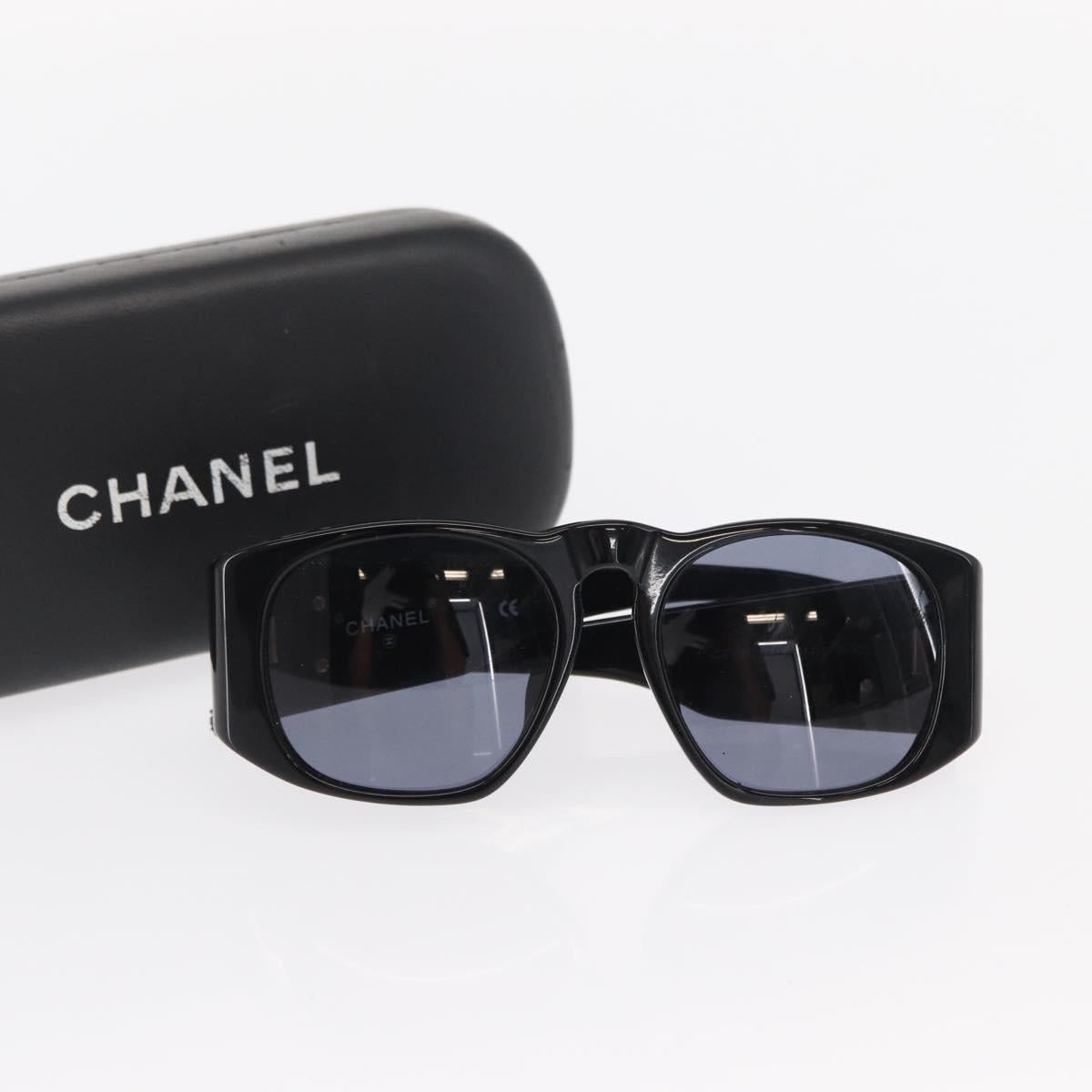 CHANEL COCO Mark Sunglasses plastic Black CC Auth 157822