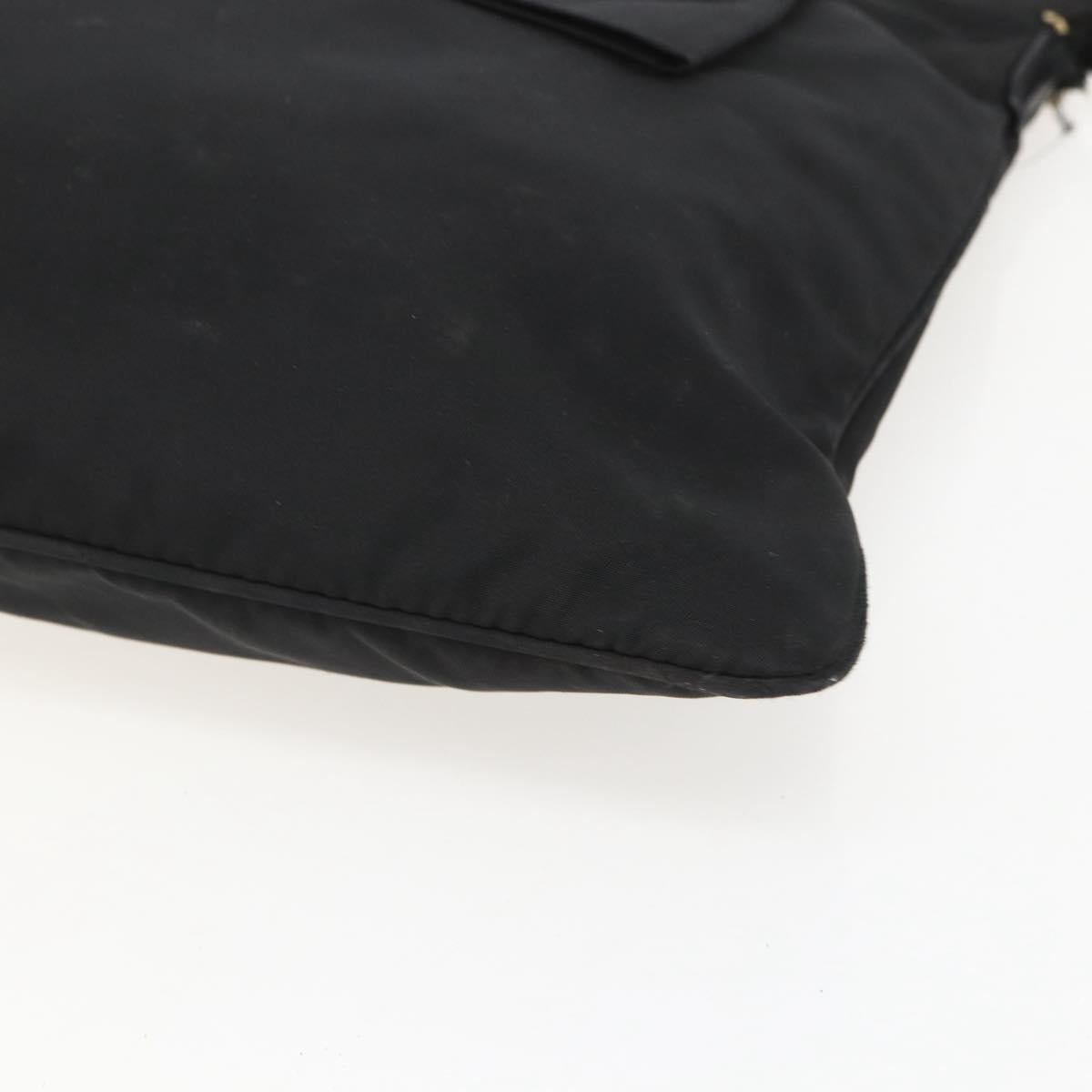 PRADA Shoulder Bag Nylon Black Gold Auth 157828