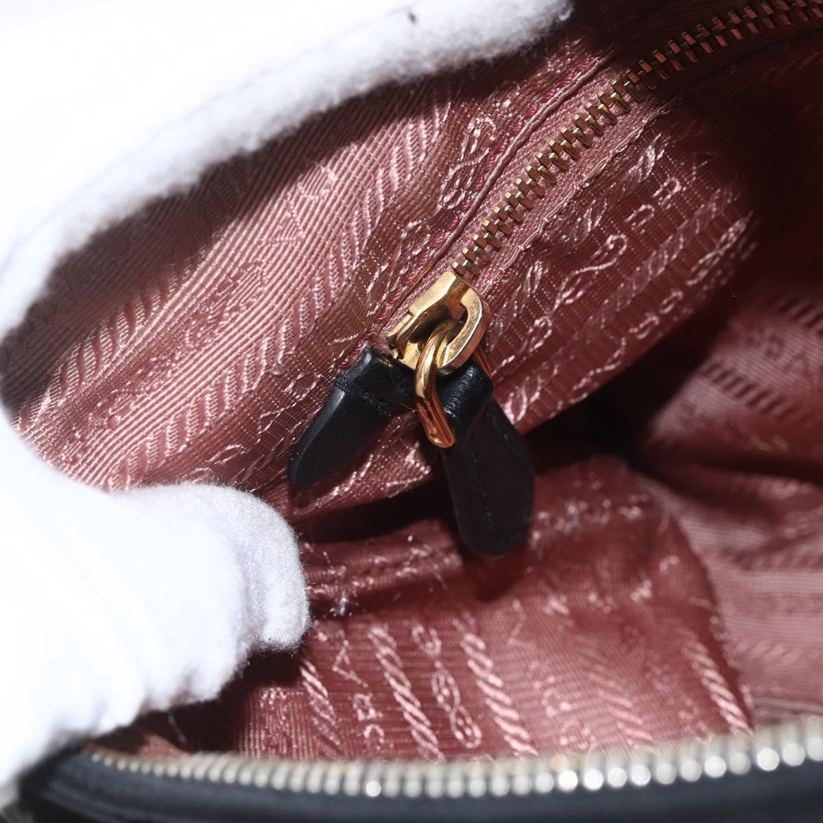 PRADA Shoulder Bag Nylon Black Gold Auth 157828