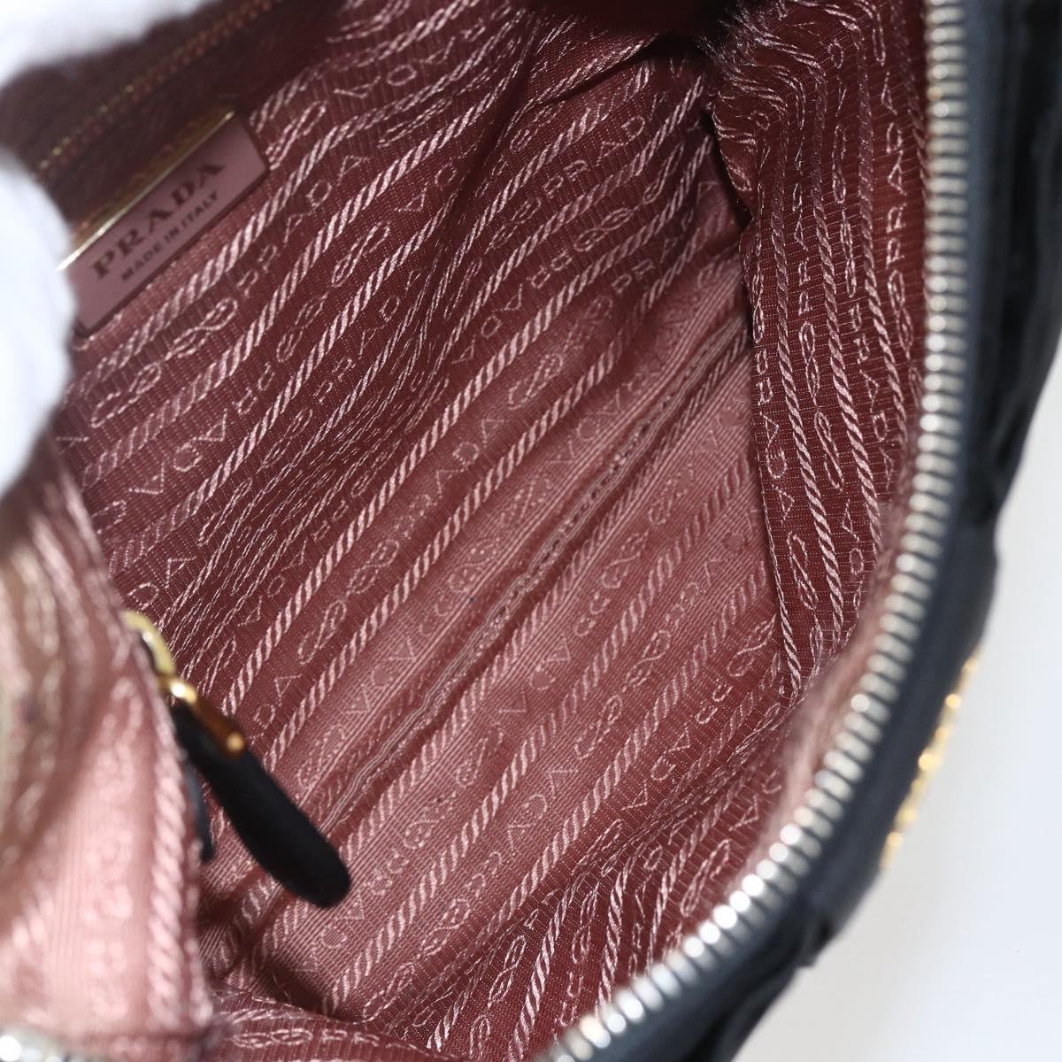 PRADA Shoulder Bag Nylon Black Gold Auth 157828