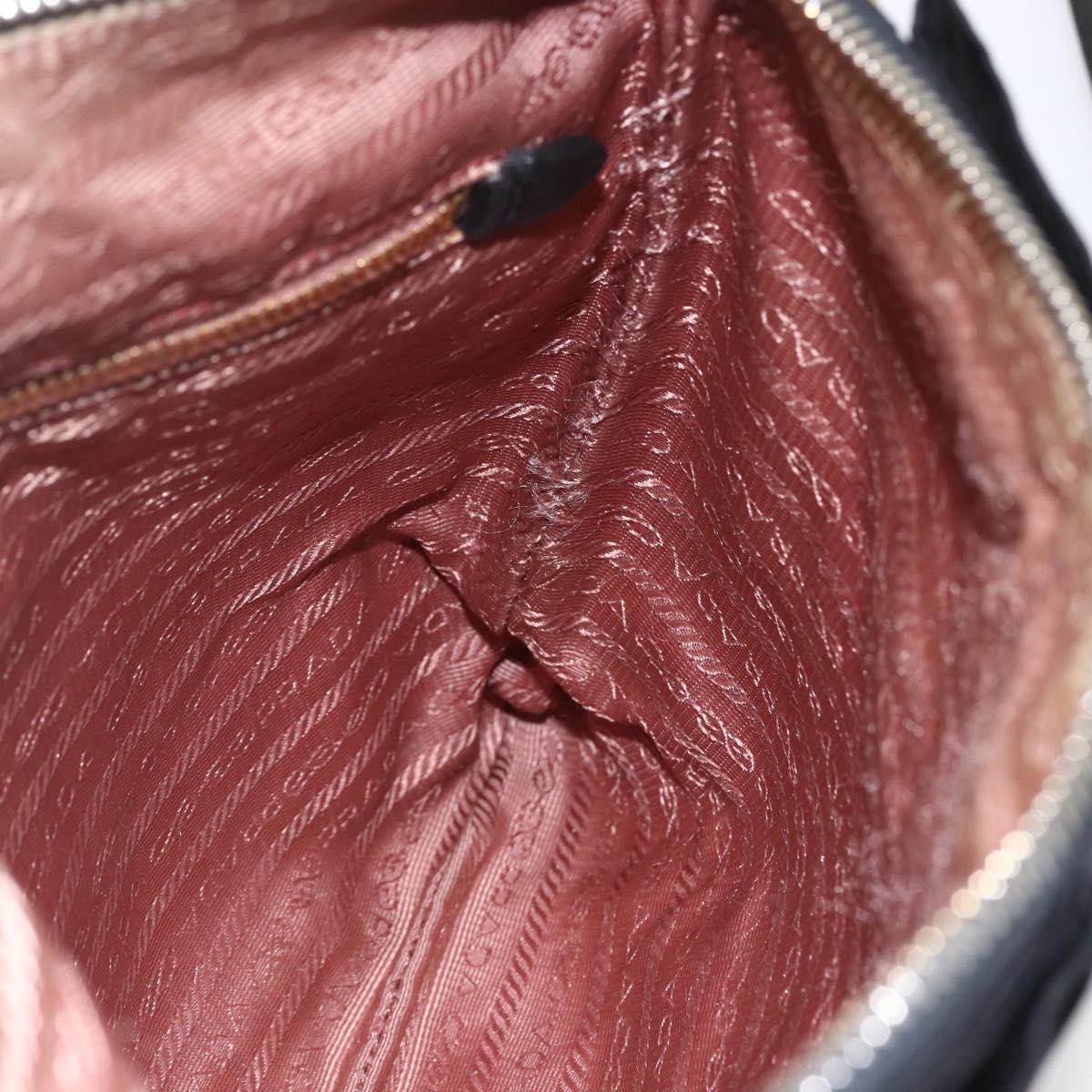 PRADA Shoulder Bag Nylon Black Gold Auth 157828