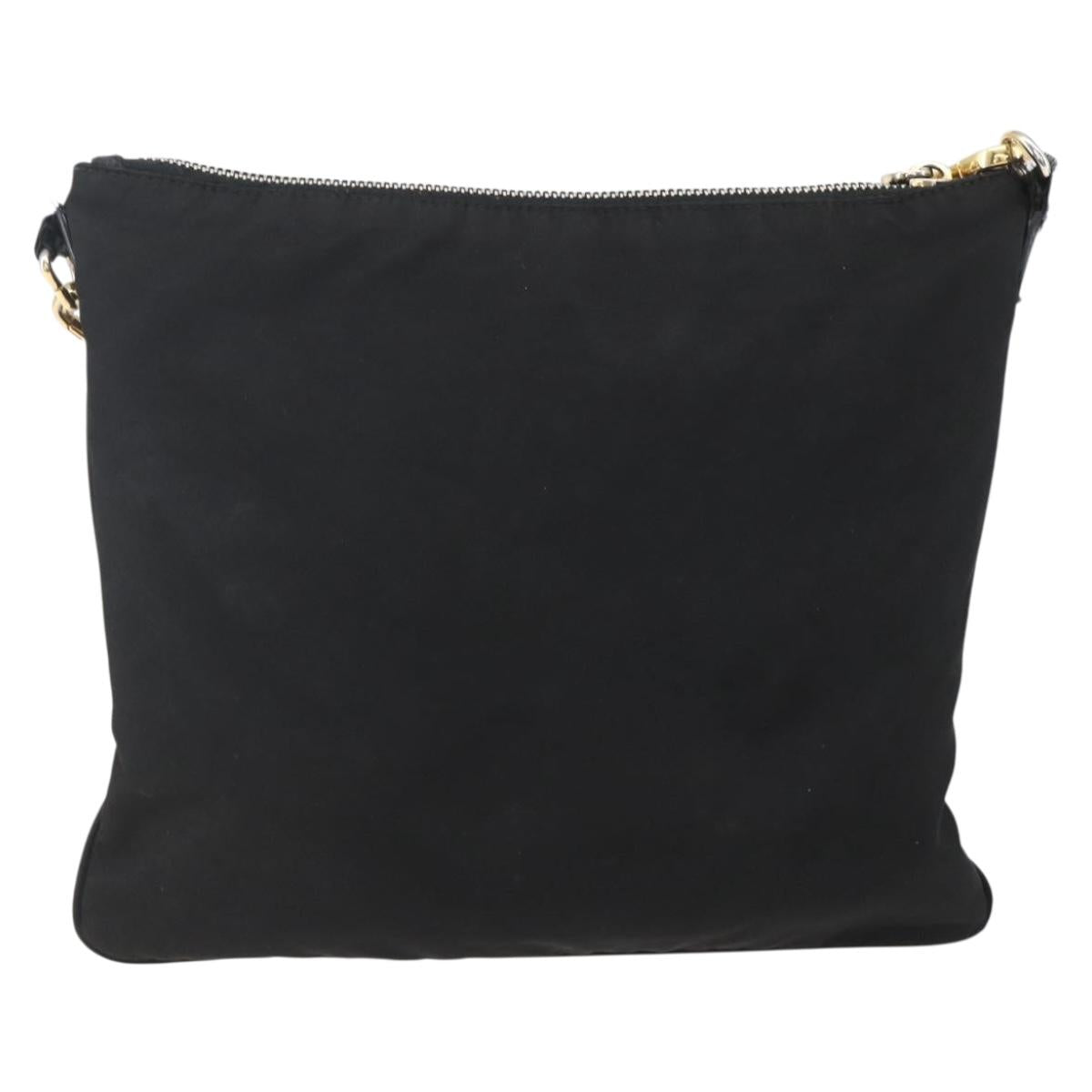 PRADA Shoulder Bag Nylon Black Gold Auth 157828
