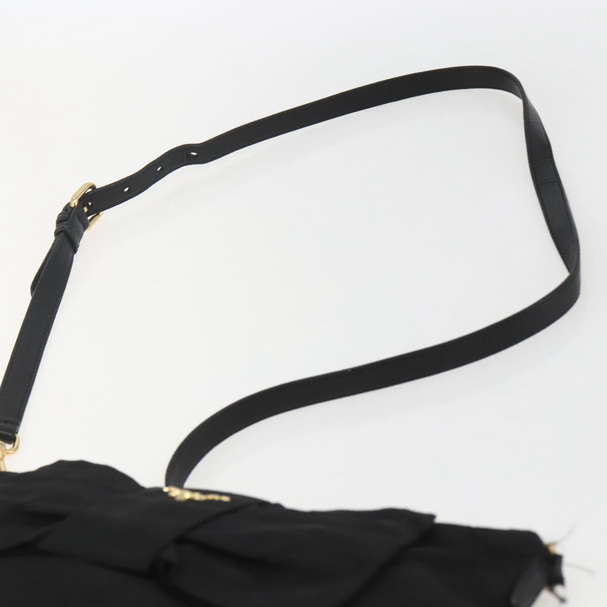 PRADA Shoulder Bag Nylon Black Gold Auth 157828