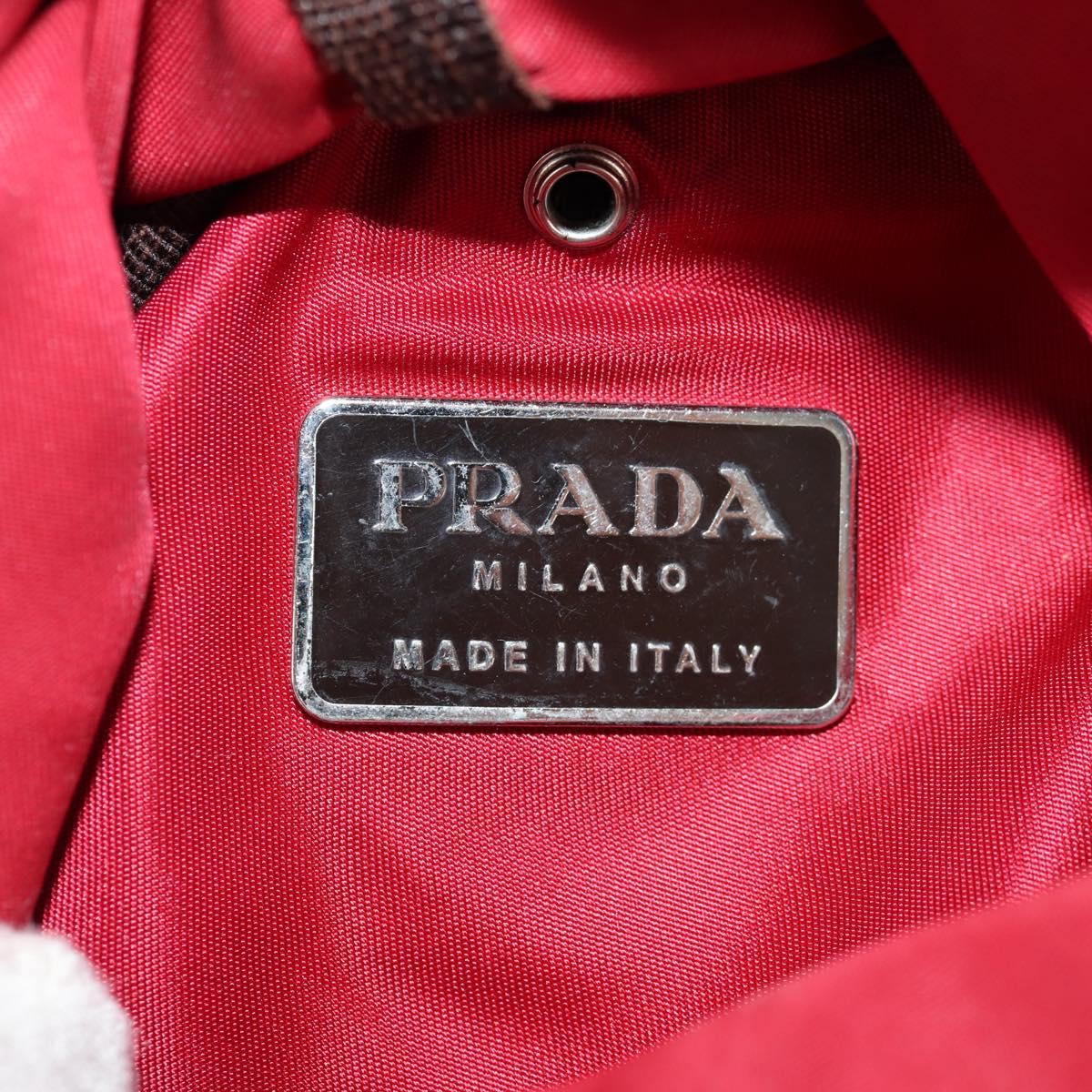 PRADA Shoulder Bag Nylon Red Silver Auth 157829