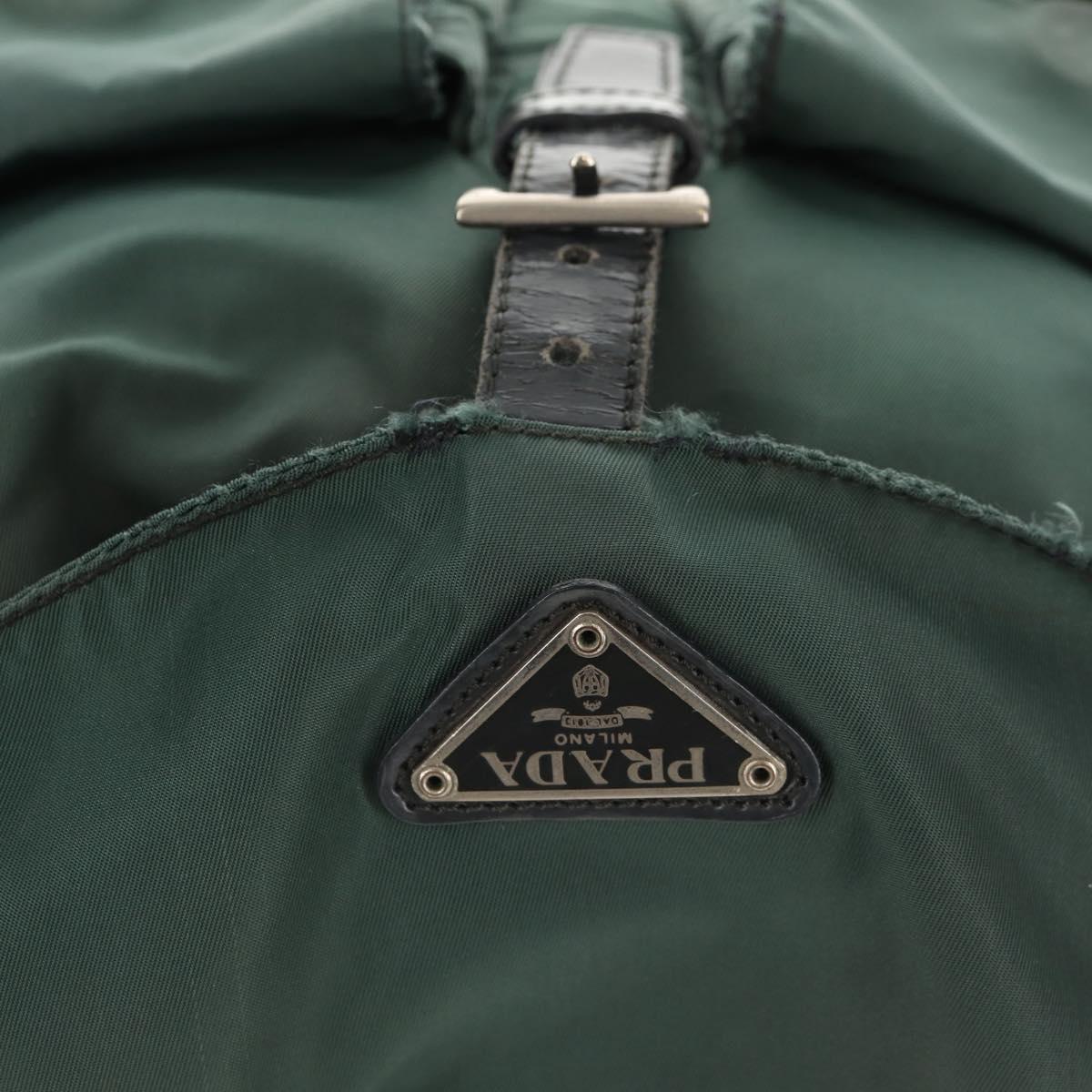 PRADA Backpack Nylon Green Silver Auth 157830