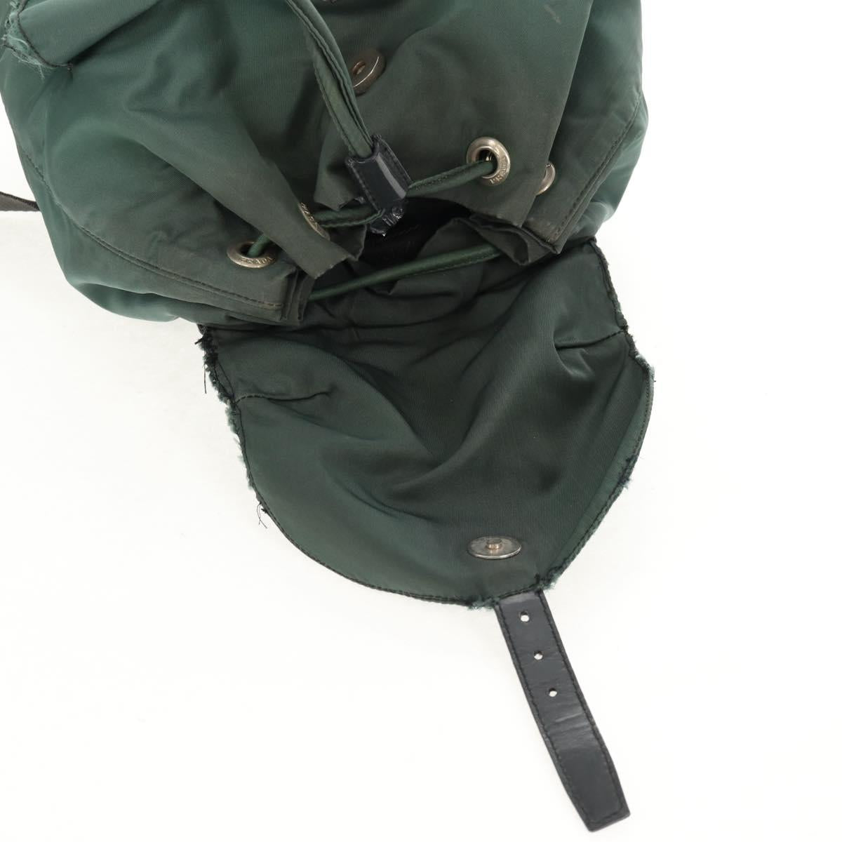 PRADA Backpack Nylon Green Silver Auth 157830