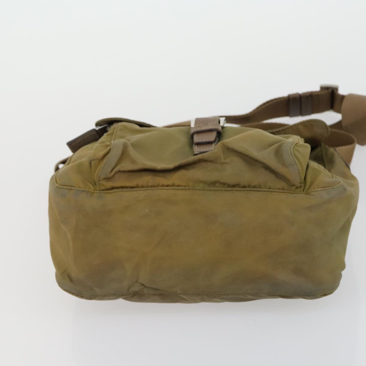 PRADA Hand Bag Nylon 3 Set Green Beige Auth 157831