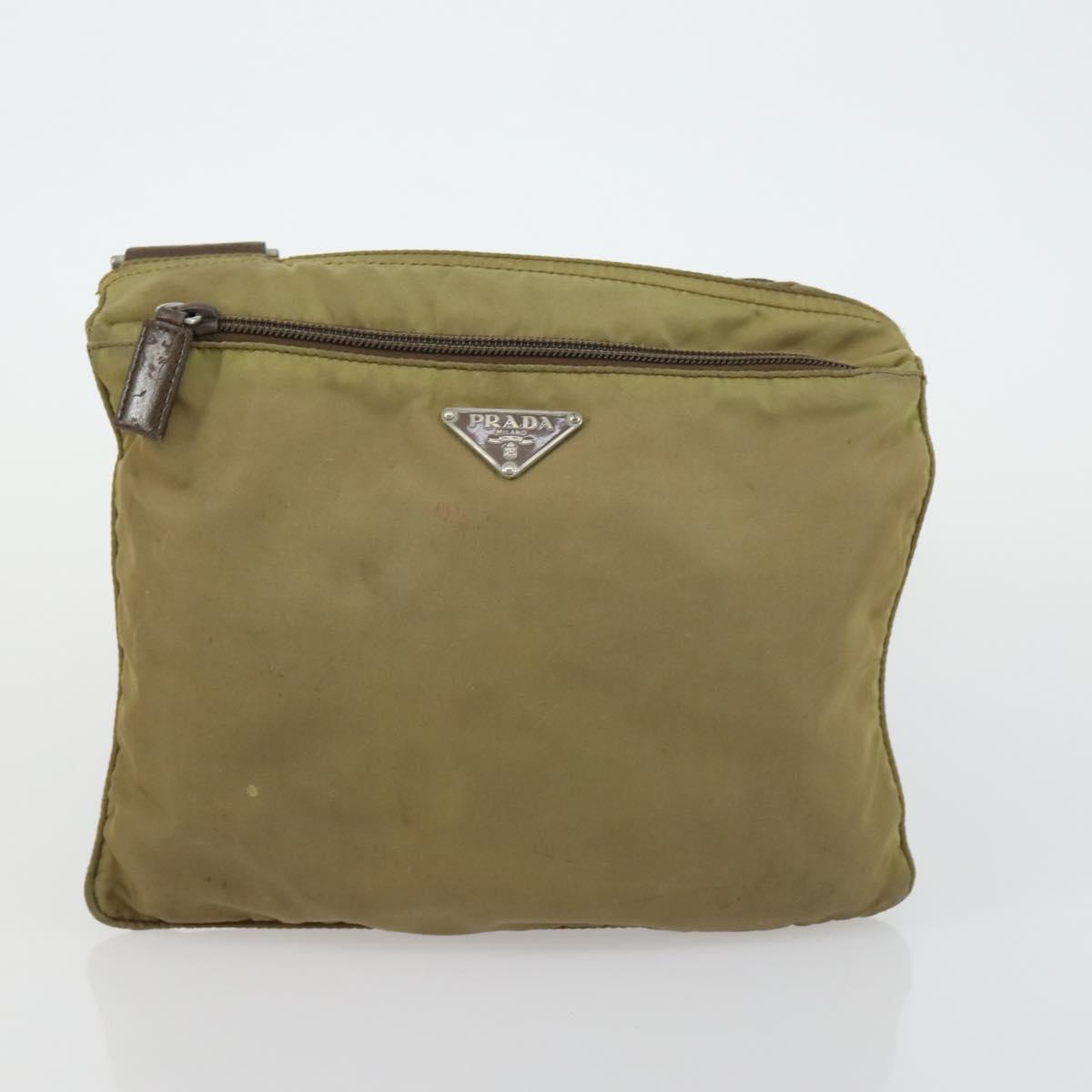 PRADA Hand Bag Nylon 3 Set Green Beige Auth 157831