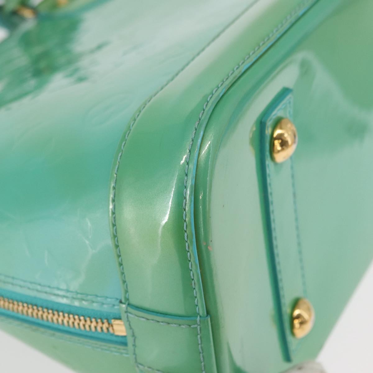 LOUIS VUITTON Monogram Vernis Alma PM Hand Bag Blue Lagon M91694 LV Auth 157856