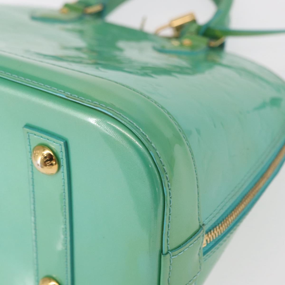 LOUIS VUITTON Monogram Vernis Alma PM Hand Bag Blue Lagon M91694 LV Auth 157856