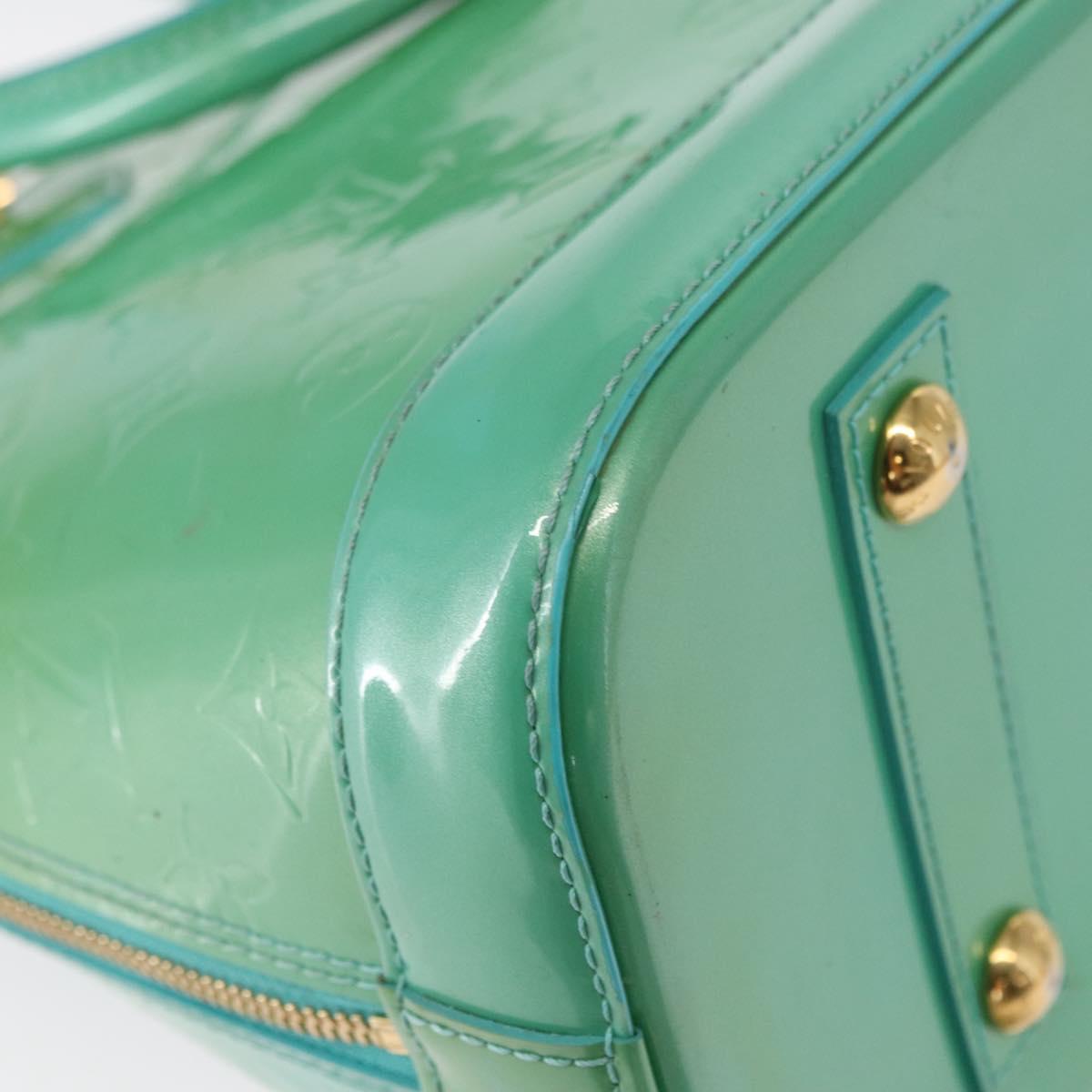LOUIS VUITTON Monogram Vernis Alma PM Hand Bag Blue Lagon M91694 LV Auth 157856