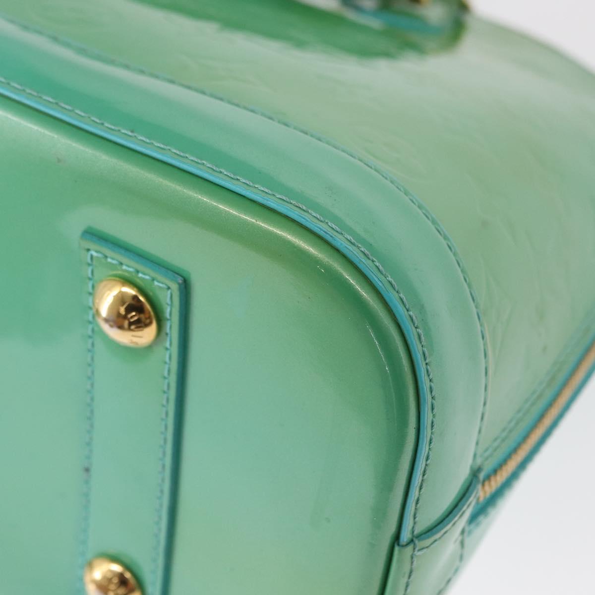 LOUIS VUITTON Monogram Vernis Alma PM Hand Bag Blue Lagon M91694 LV Auth 157856