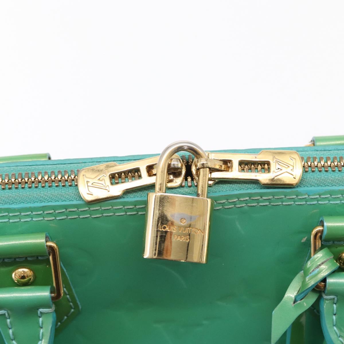 LOUIS VUITTON Monogram Vernis Alma PM Hand Bag Blue Lagon M91694 LV Auth 157856