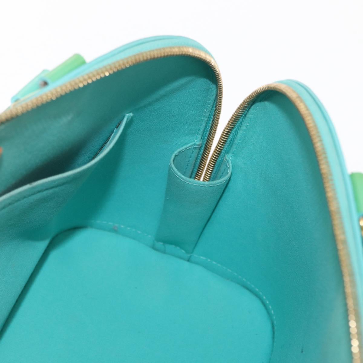 LOUIS VUITTON Monogram Vernis Alma PM Hand Bag Blue Lagon M91694 LV Auth 157856