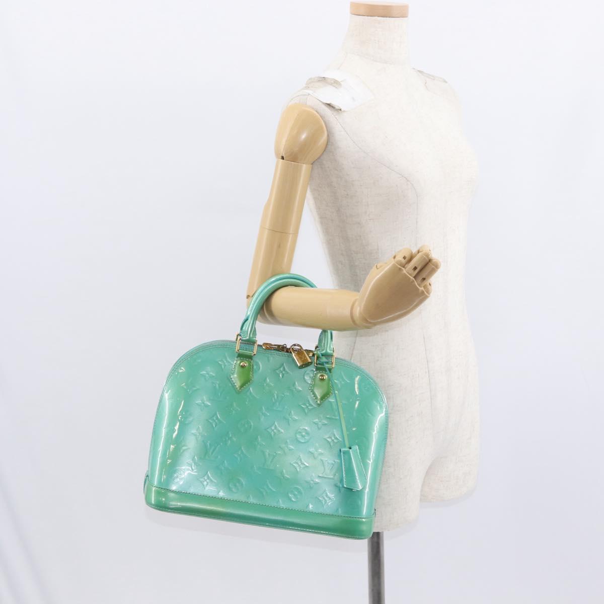 LOUIS VUITTON Monogram Vernis Alma PM Hand Bag Blue Lagon M91694 LV Auth 157856