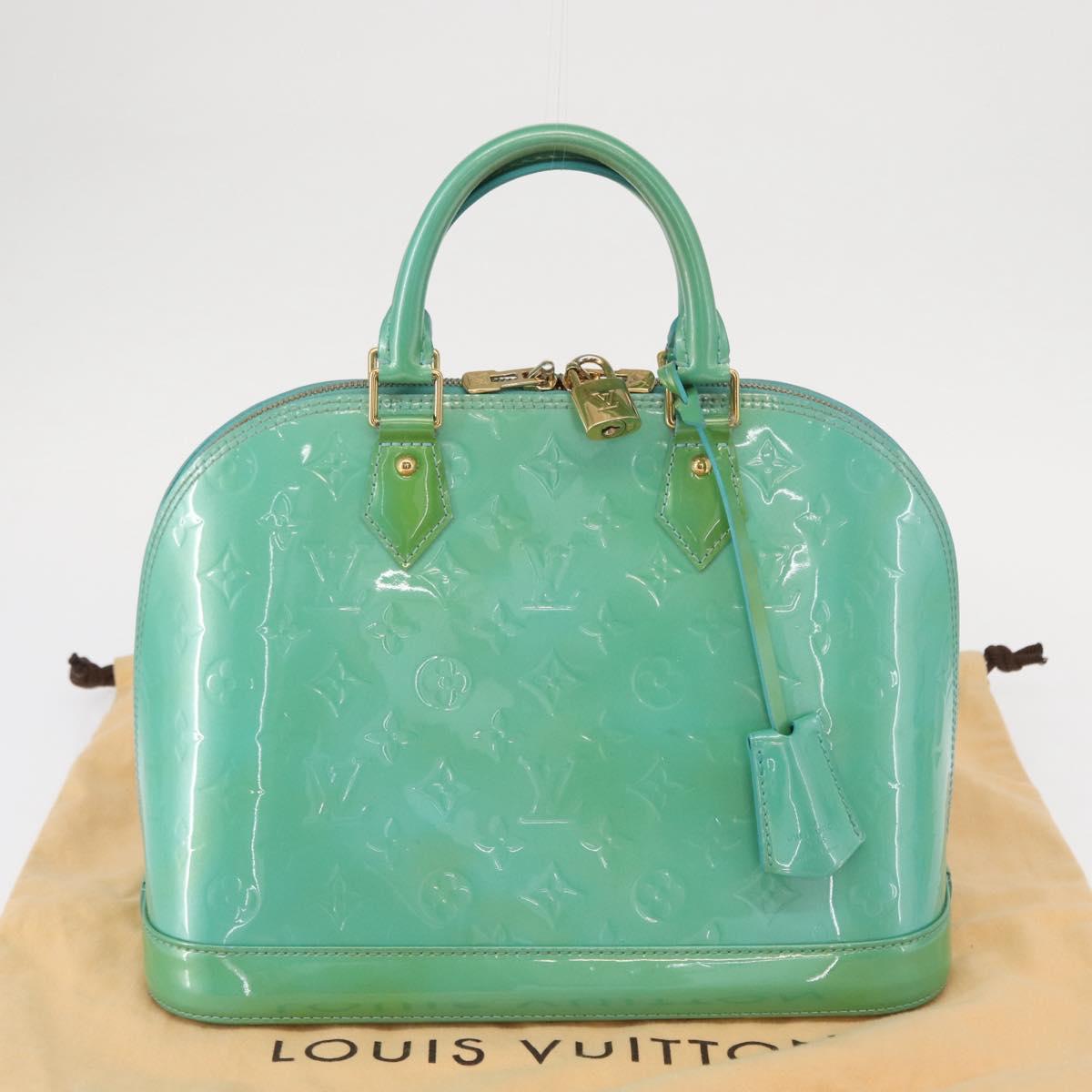 LOUIS VUITTON Monogram Vernis Alma PM Hand Bag Blue Lagon M91694 LV Auth 157856