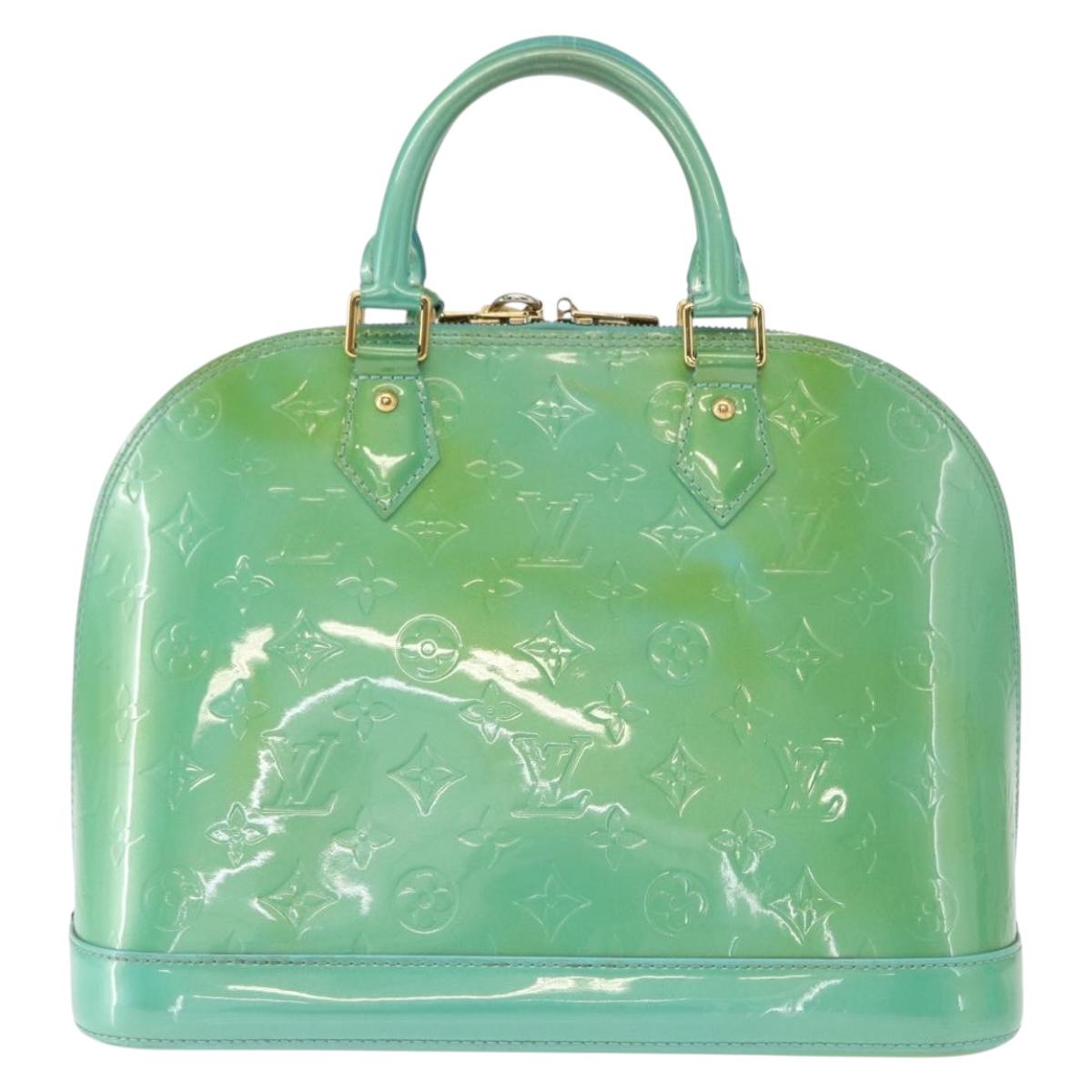 LOUIS VUITTON Monogram Vernis Alma PM Hand Bag Blue Lagon M91694 LV Auth 157856