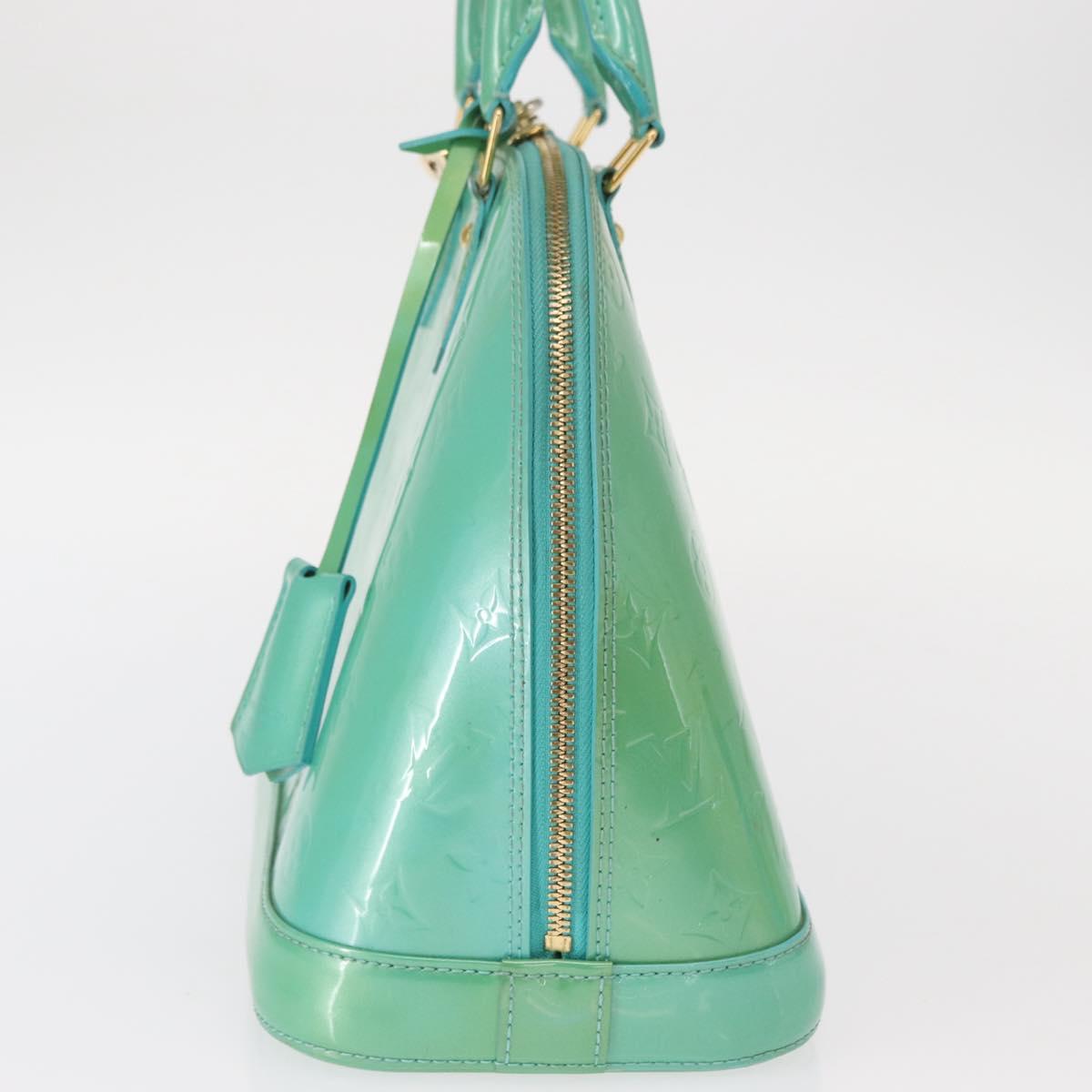 LOUIS VUITTON Monogram Vernis Alma PM Hand Bag Blue Lagon M91694 LV Auth 157856