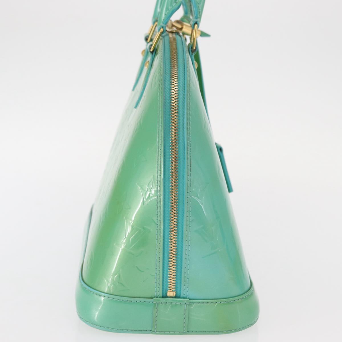 LOUIS VUITTON Monogram Vernis Alma PM Hand Bag Blue Lagon M91694 LV Auth 157856