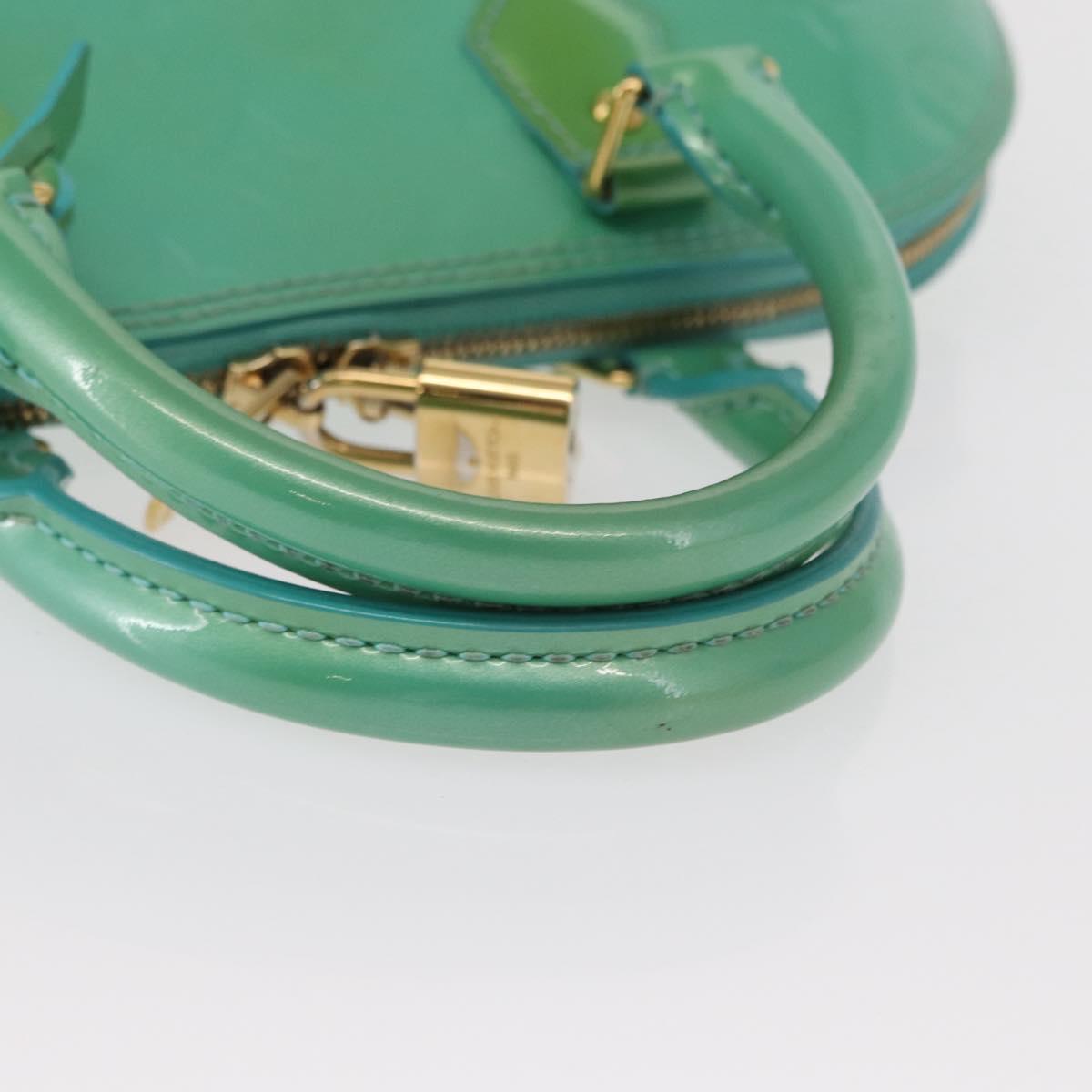 LOUIS VUITTON Monogram Vernis Alma PM Hand Bag Blue Lagon M91694 LV Auth 157856