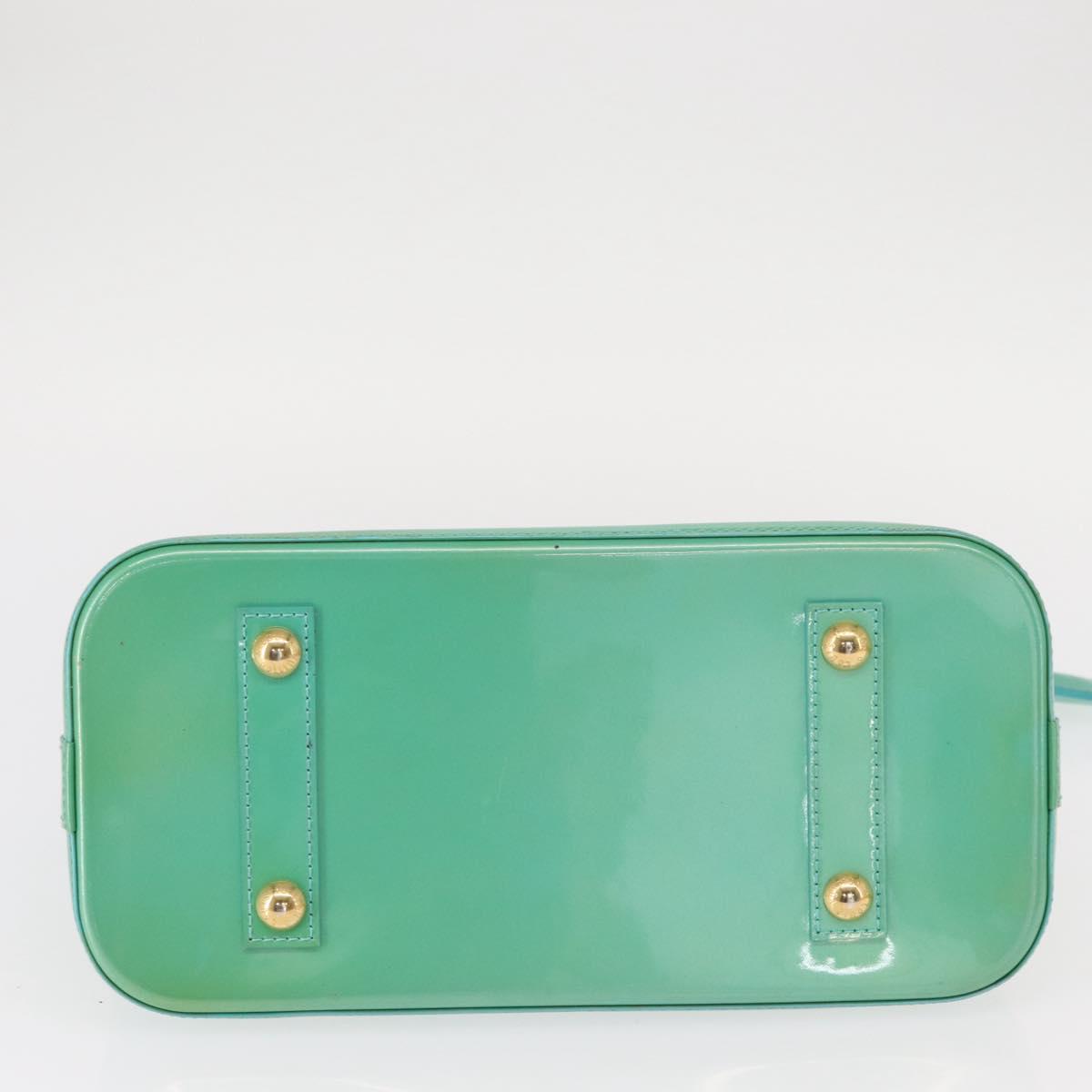 LOUIS VUITTON Monogram Vernis Alma PM Hand Bag Blue Lagon M91694 LV Auth 157856