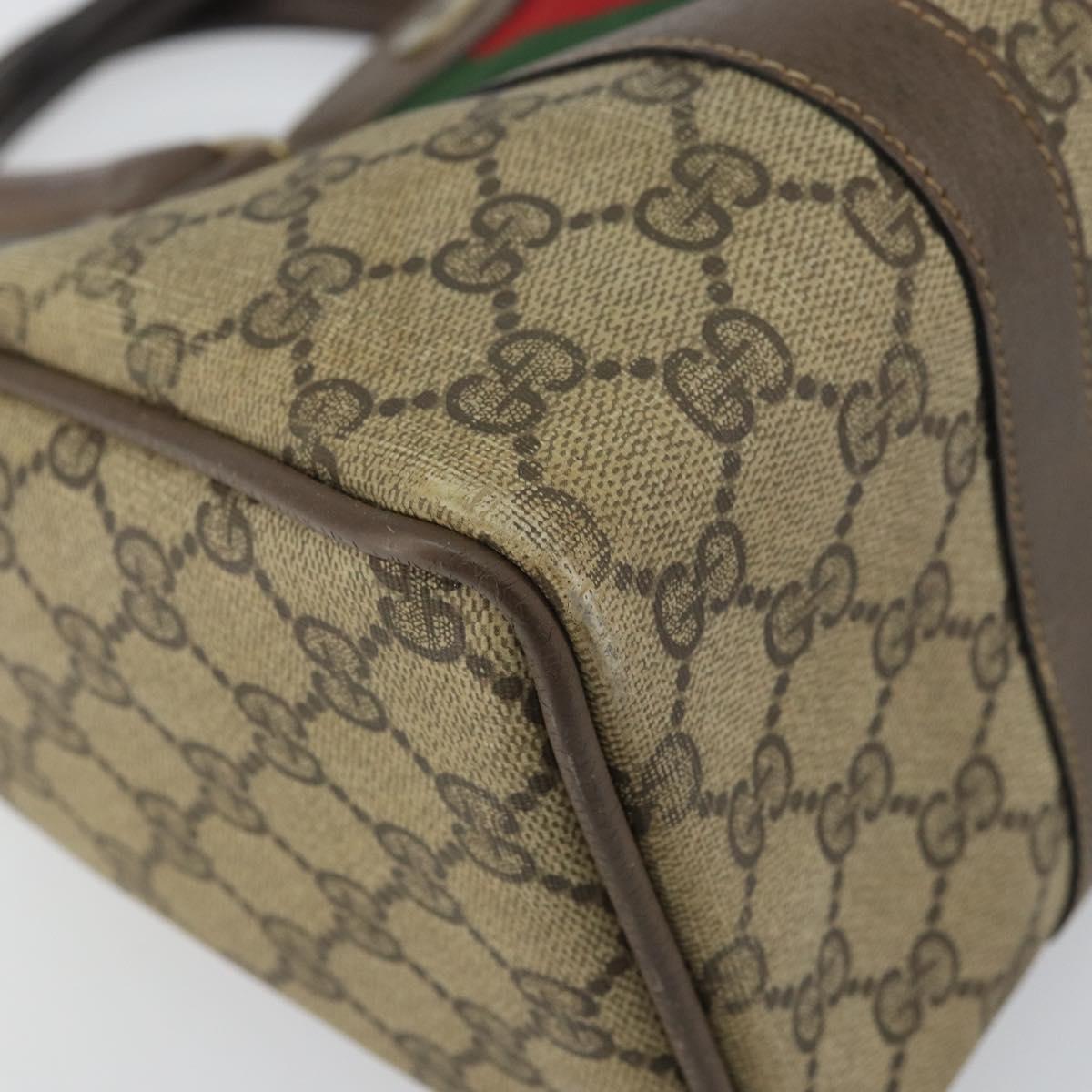 GUCCI GG Supreme Web Sherry Line Bag PVC Beige Gold 116 02 006 Auth 157857