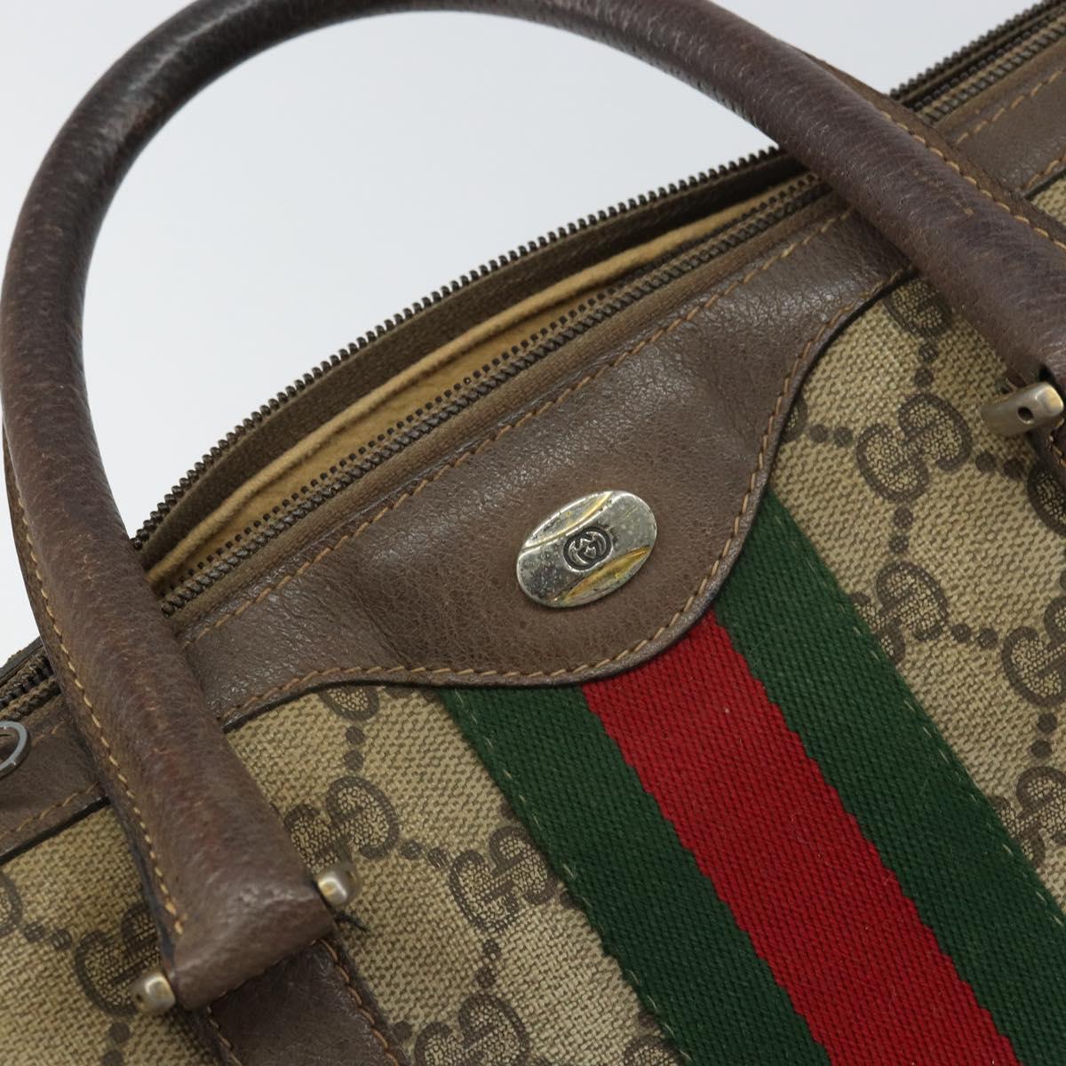 GUCCI GG Supreme Web Sherry Line Bag PVC Beige Gold 116 02 006 Auth 157857