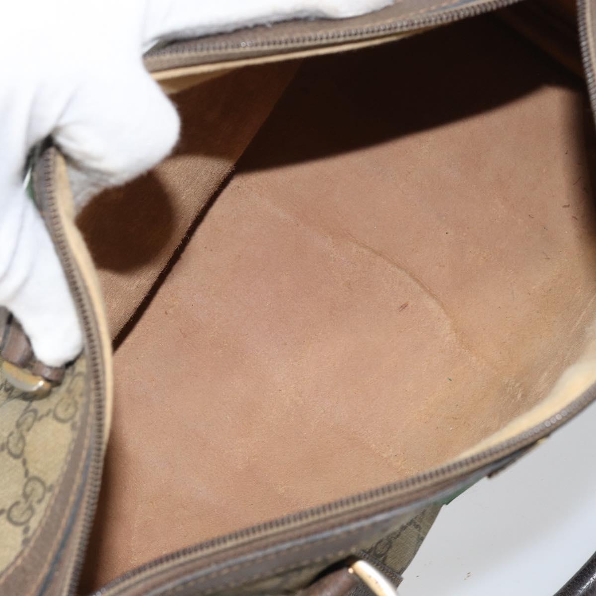 GUCCI GG Supreme Web Sherry Line Bag PVC Beige Gold 116 02 006 Auth 157857