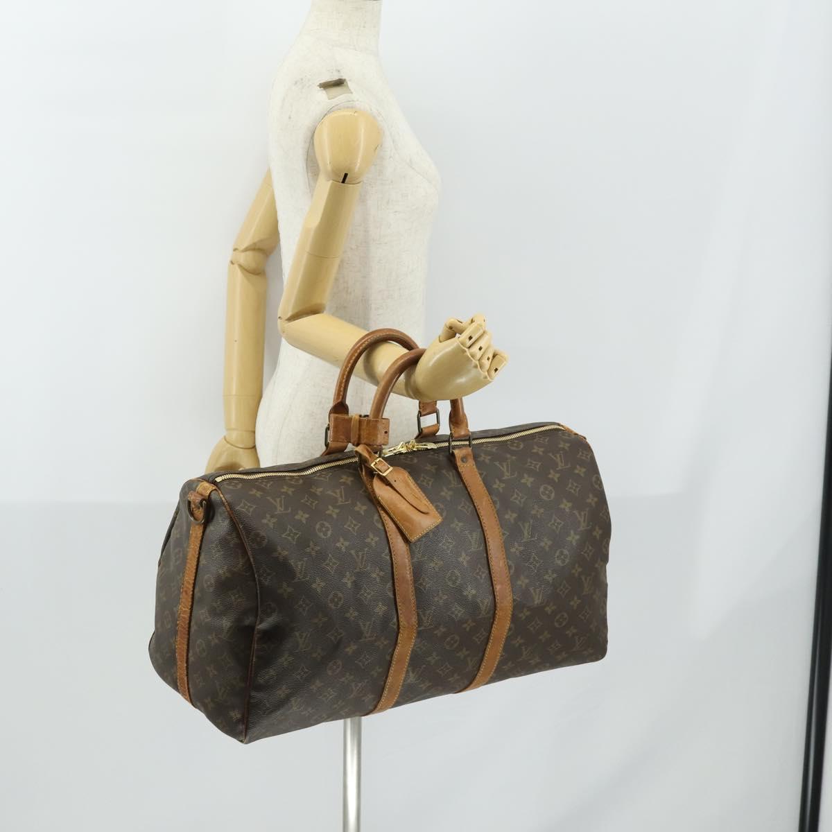 LOUIS VUITTON Monogram Keepall Bandouliere 50 Boston Bag M41416 LV Auth 157866