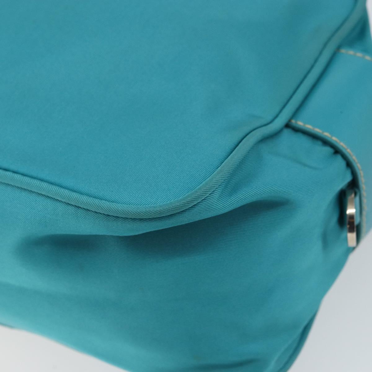 PRADA Shoulder Bag Nylon Turquoise Blue Silver Auth 157870