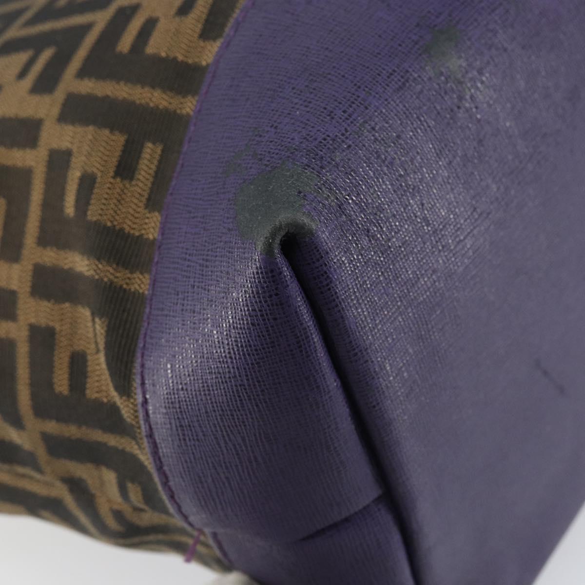 FENDI Zucca Canvas Tote Bag Black Brown Purple Auth 157871