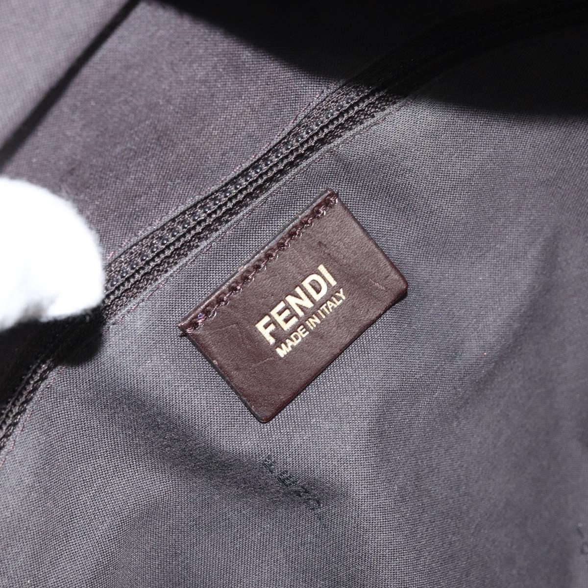 FENDI Zucca Canvas Tote Bag Black Brown Purple Auth 157871