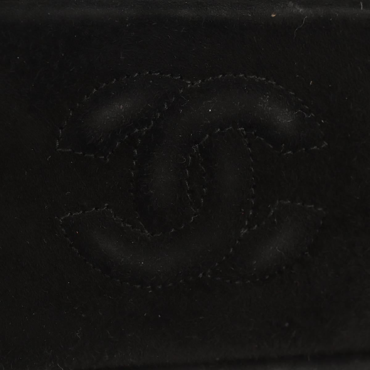 CHANEL Matelasse Hand Bag Suede Black Gold CC Auth 157875V