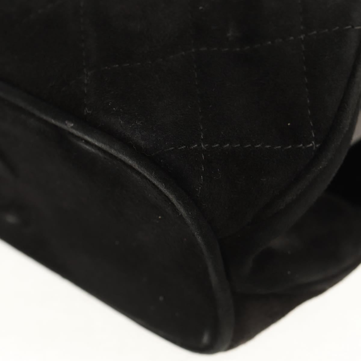 CHANEL Matelasse Hand Bag Suede Black Gold CC Auth 157875V