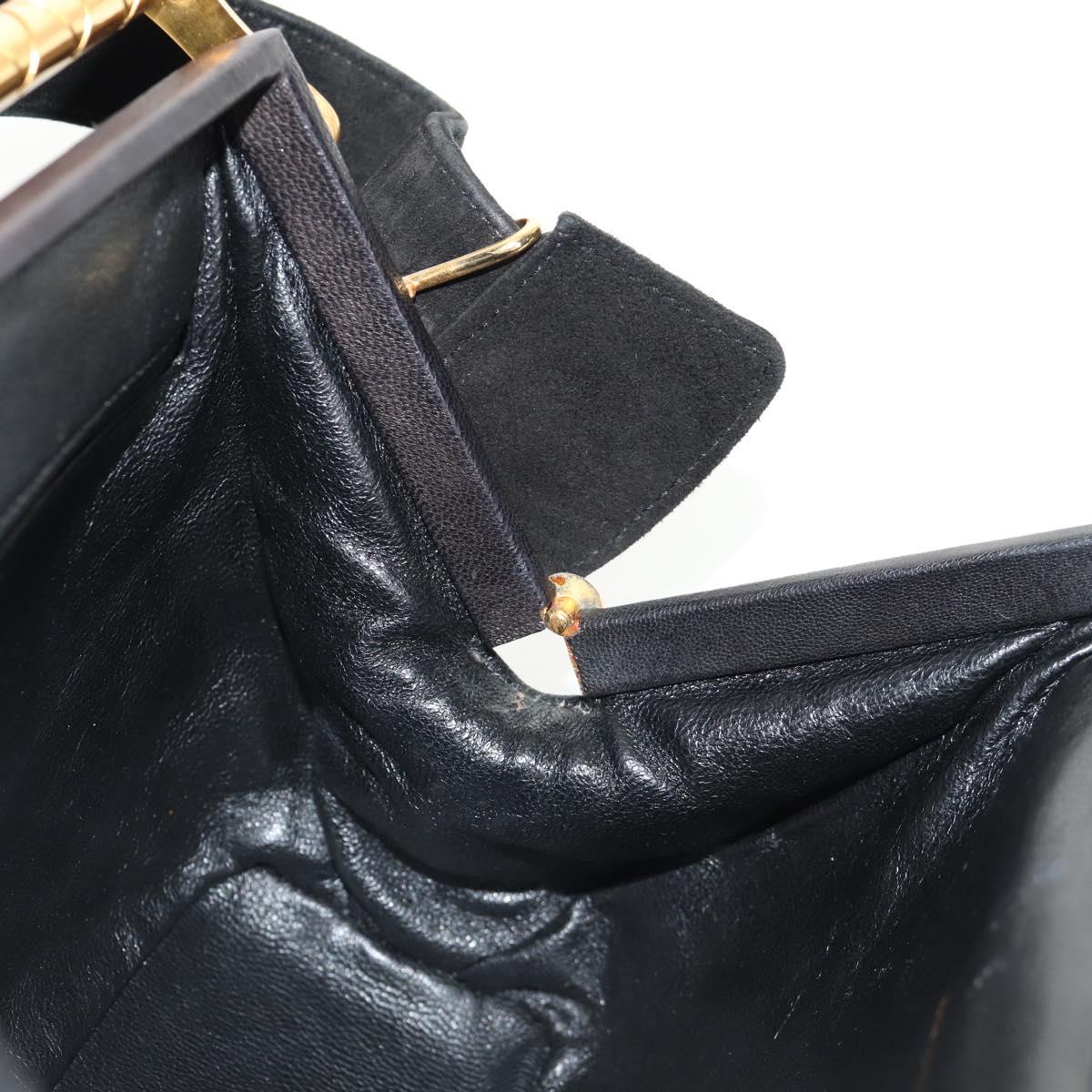 CHANEL Matelasse Hand Bag Suede Black Gold CC Auth 157875V