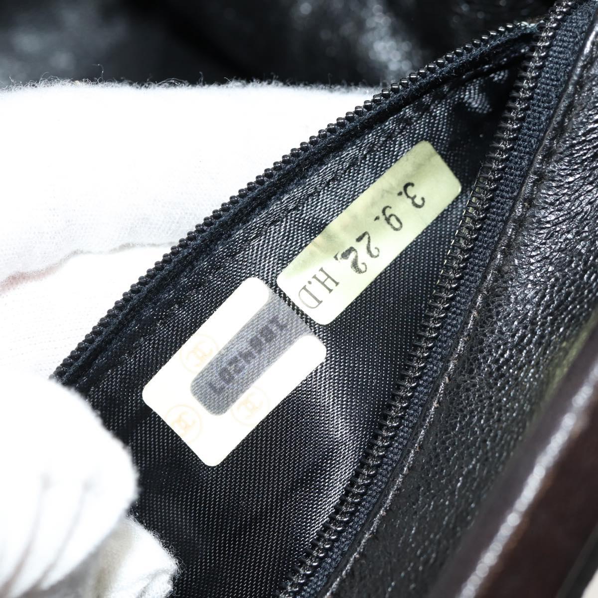 CHANEL Matelasse Hand Bag Suede Black Gold CC Auth 157875V