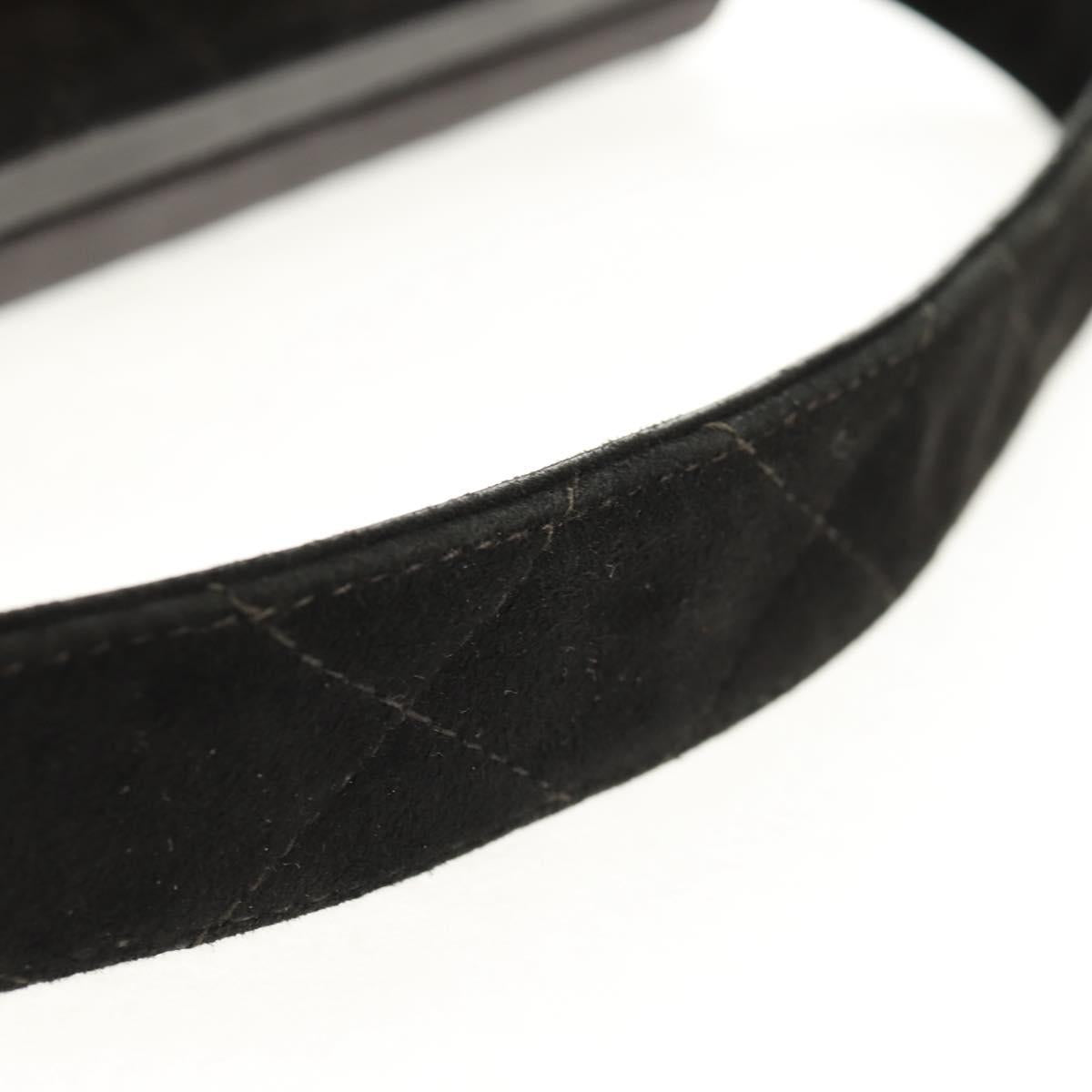 CHANEL Matelasse Hand Bag Suede Black Gold CC Auth 157875V