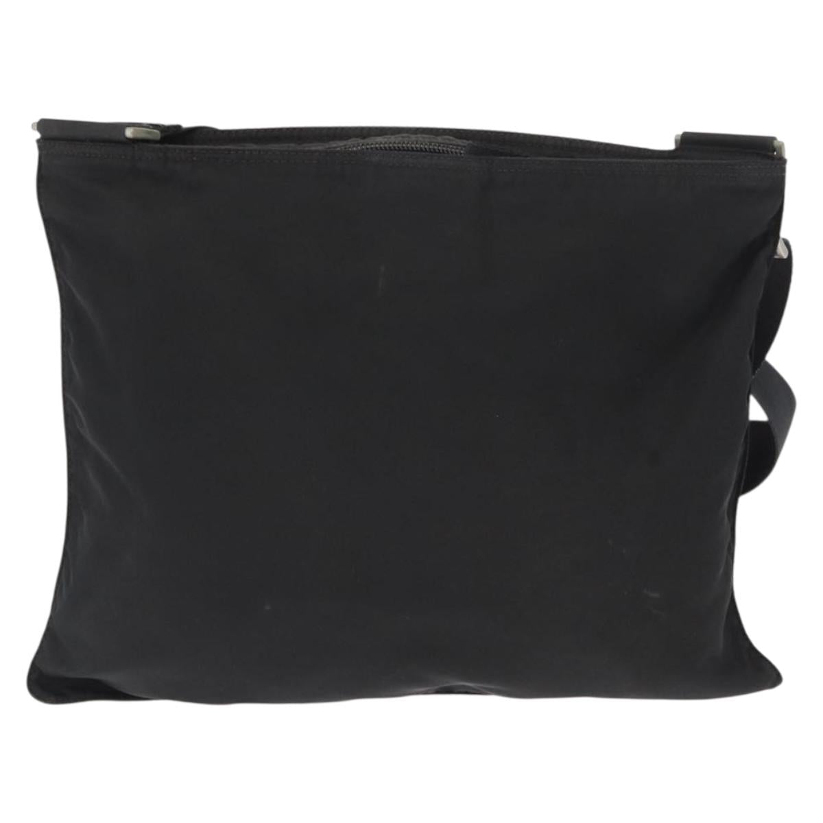 PRADA Shoulder Bag Nylon Black Silver Auth 157878