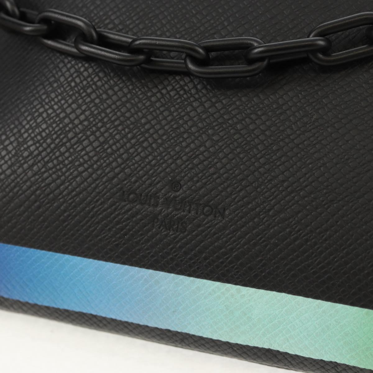 LOUIS VUITTON taiga rainbow Chain Pochette A4 Bag Black M30347 LV Auth 157880M