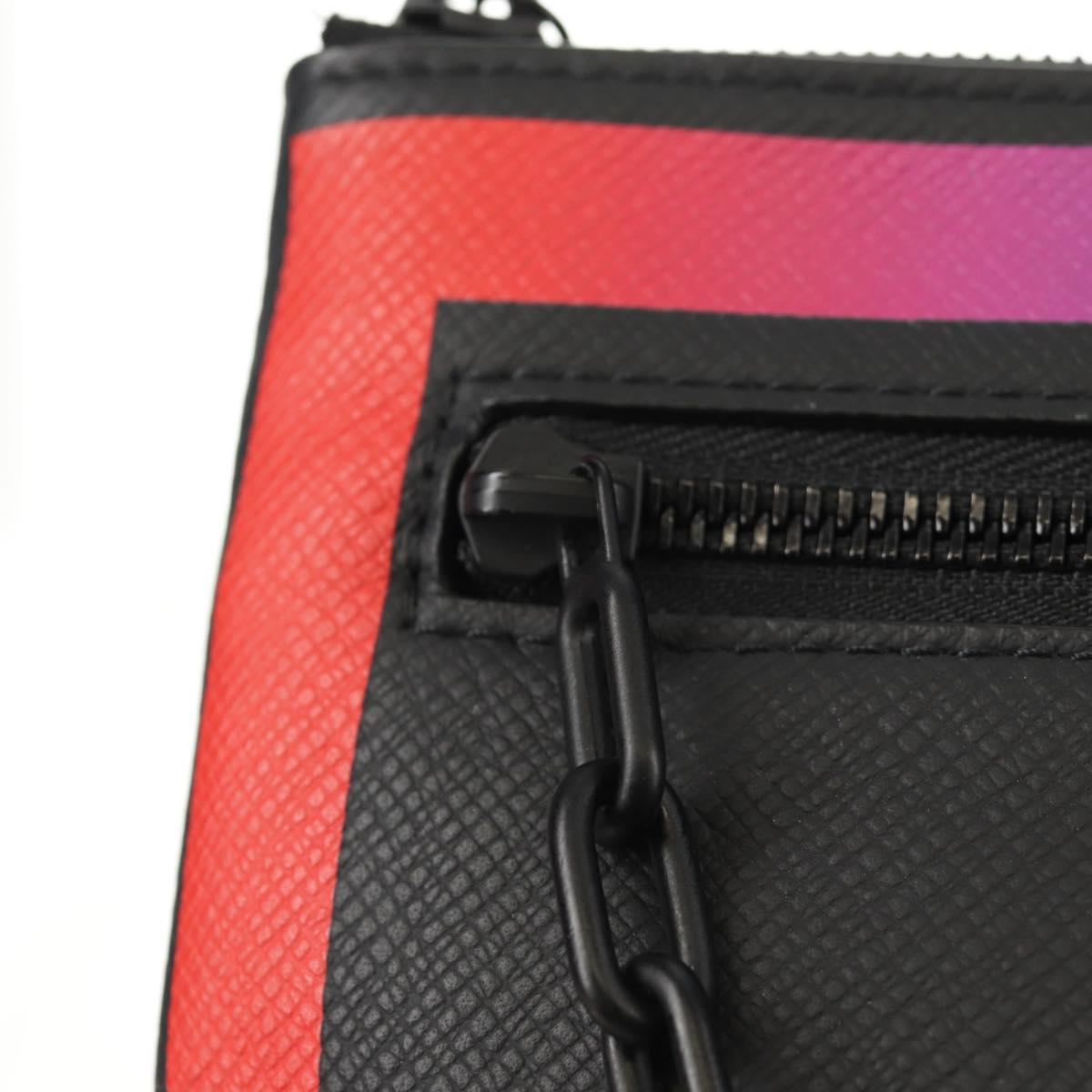 LOUIS VUITTON taiga rainbow Chain Pochette A4 Bag Black M30347 LV Auth 157880M
