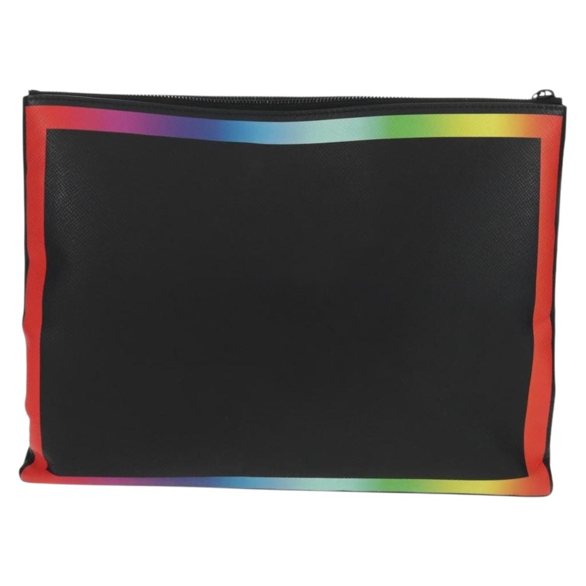 LOUIS VUITTON taiga rainbow Chain Pochette A4 Bag Black M30347 LV Auth 157880M