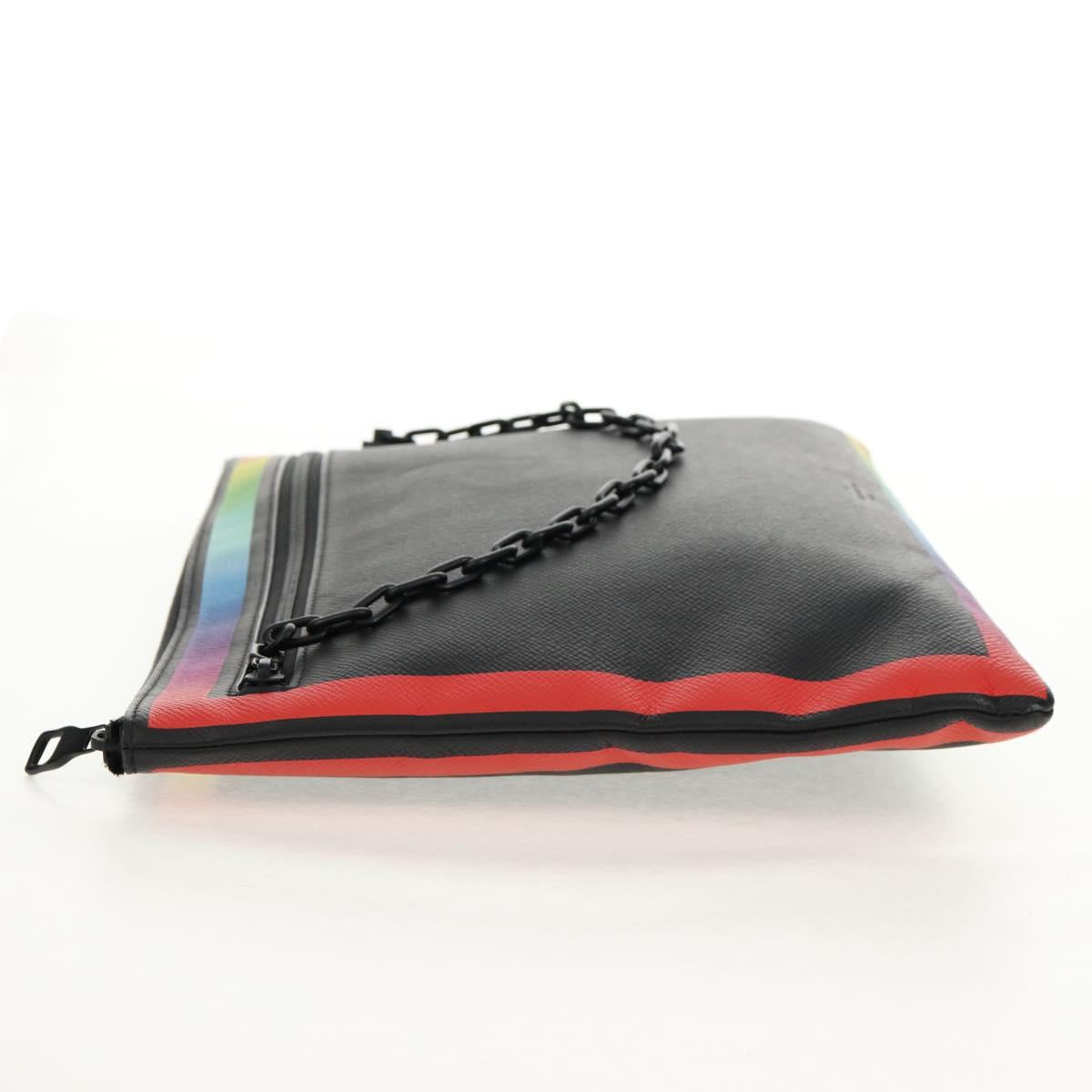 LOUIS VUITTON taiga rainbow Chain Pochette A4 Bag Black M30347 LV Auth 157880M