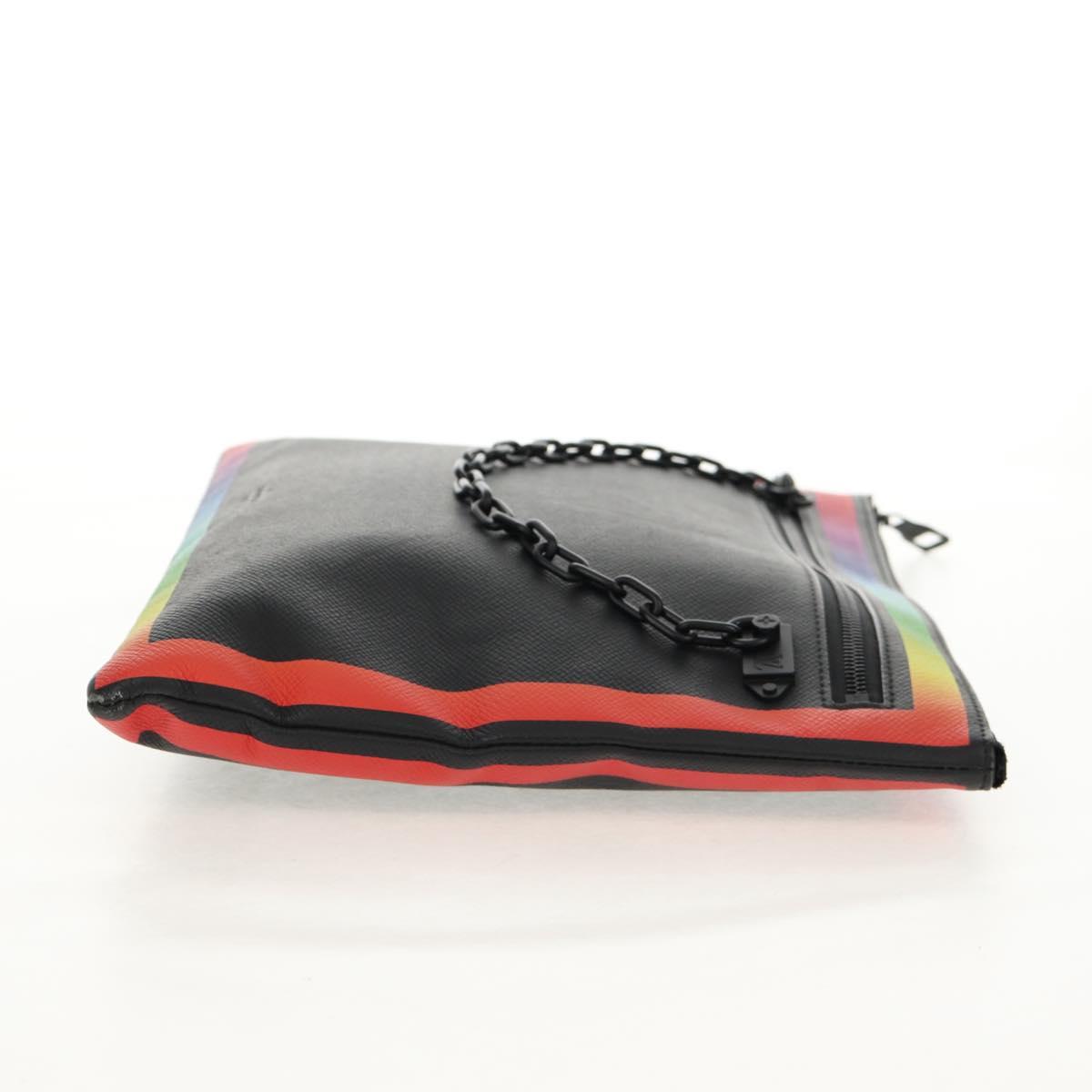 LOUIS VUITTON taiga rainbow Chain Pochette A4 Bag Black M30347 LV Auth 157880M