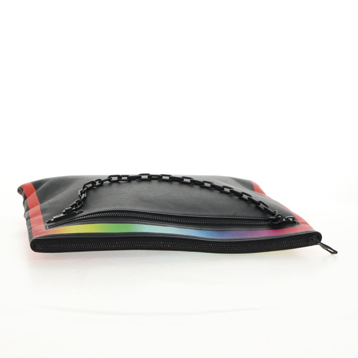 LOUIS VUITTON taiga rainbow Chain Pochette A4 Bag Black M30347 LV Auth 157880M